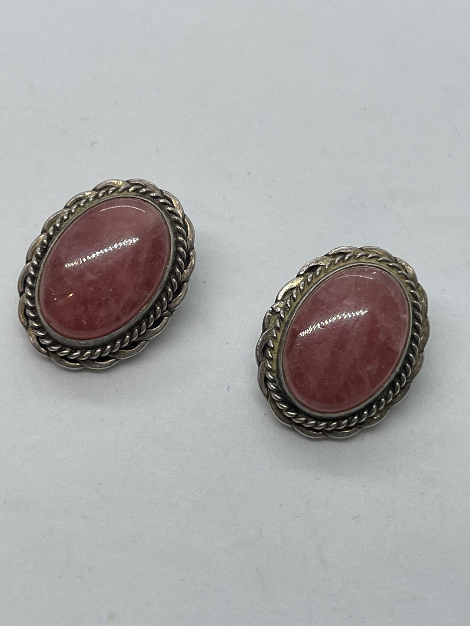 HAND-MADE STERLING 20 TCW RED GEMSTONE EARRINGS (1 of 3)