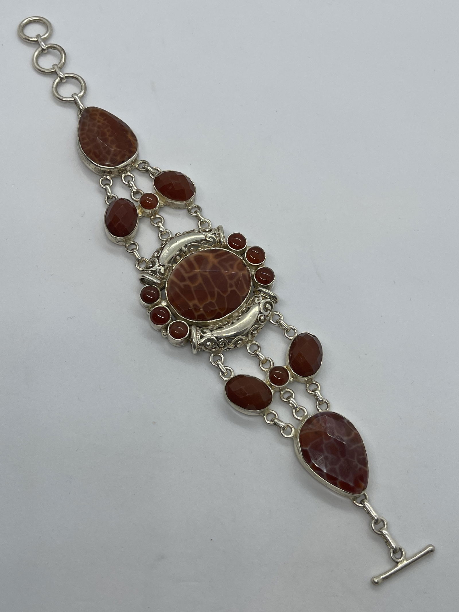 STERLING SILVER 50 TCW RED GEMSTONE COCKTAIL BRACELET (1 of 5)