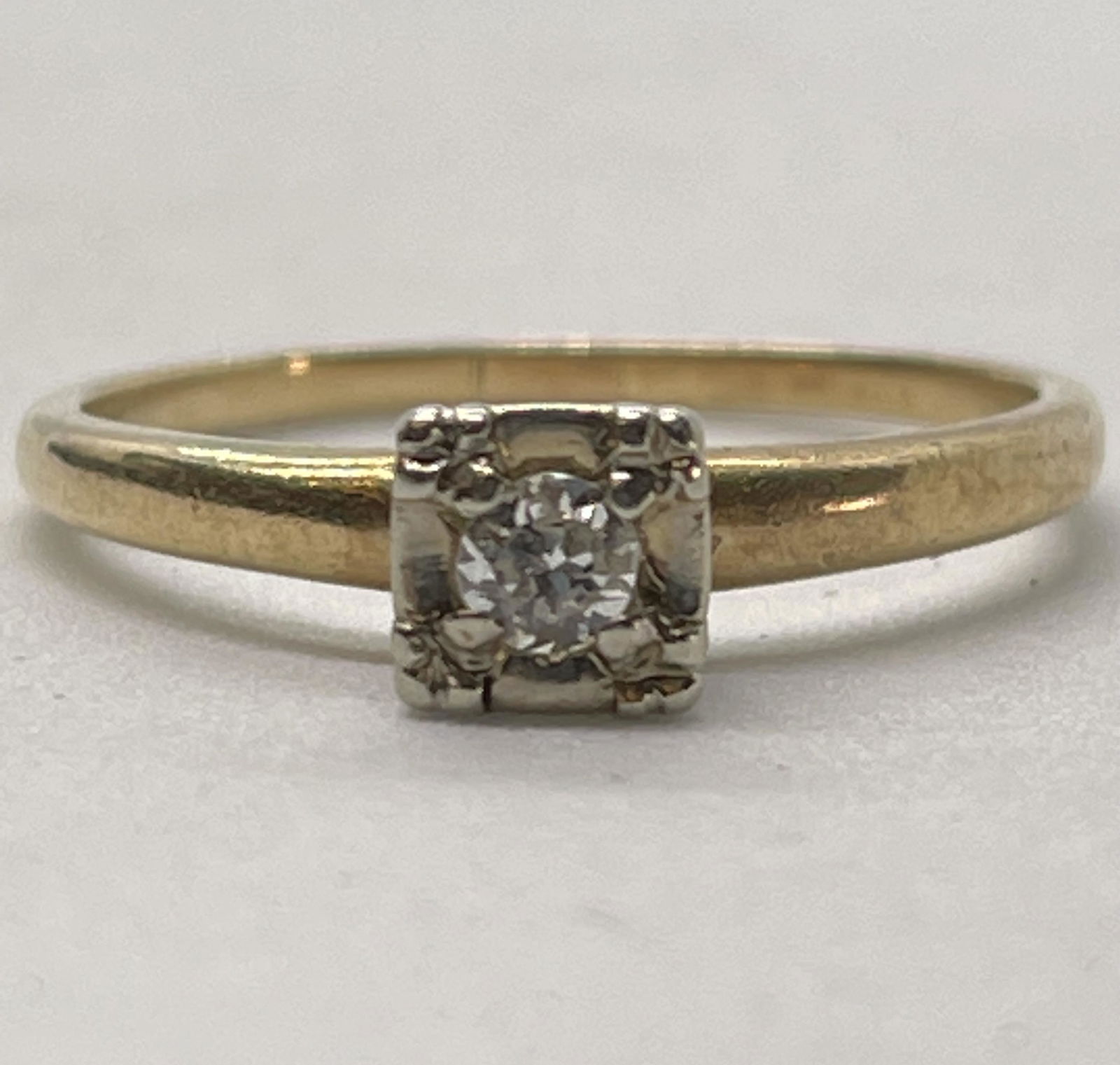 ART DECO 14K GOLD 0.10 CT SOLITAIRE RING SZ 7 (1 of 2)