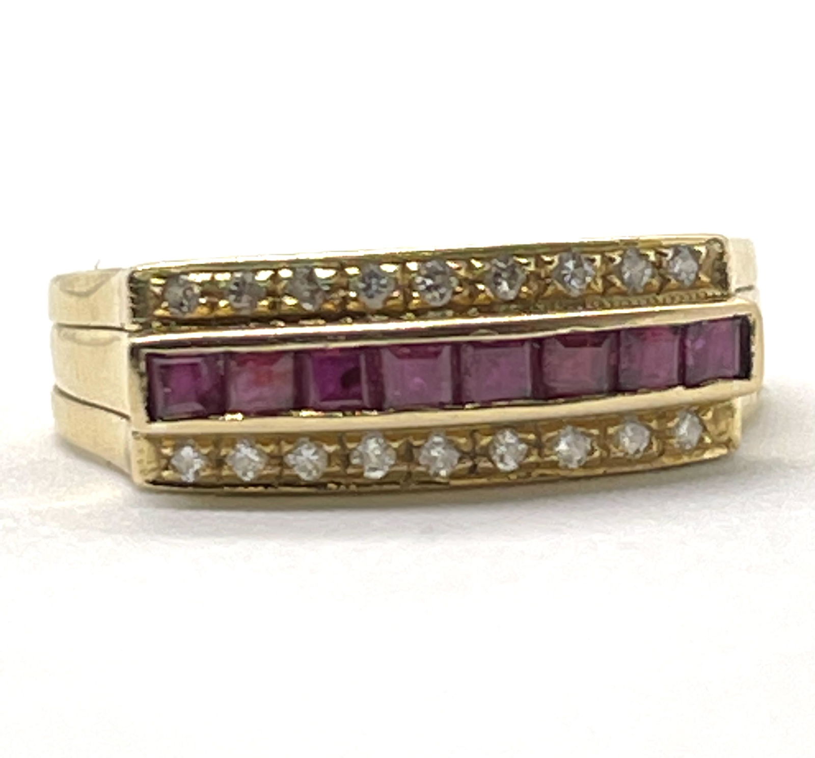 RETRO 18K GOLD 0.50 TCW DIAMONDS/RUBY COCKTAIL RING SZ (1 of 3)