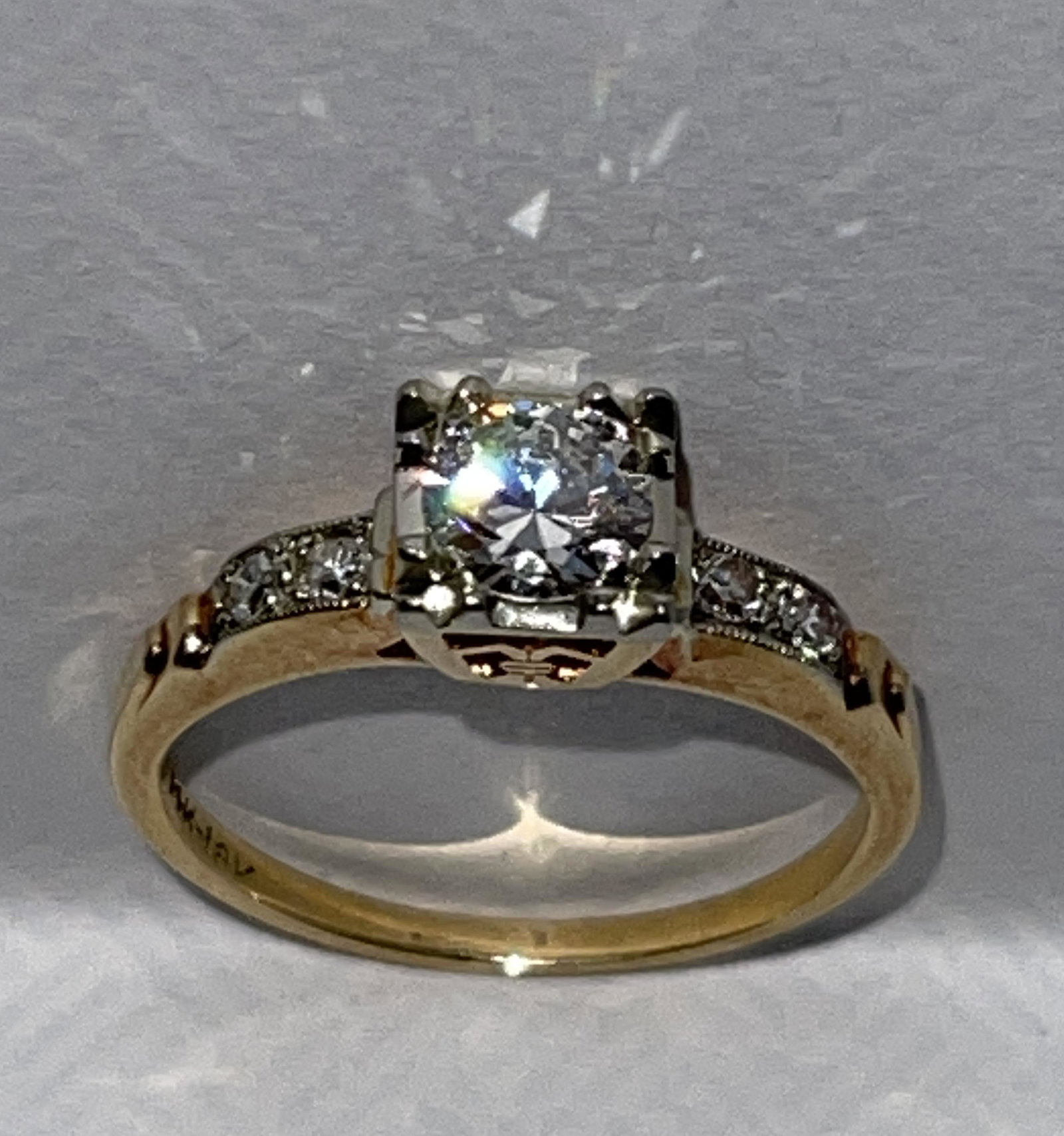 ART DECO 0.50 CT VS2, G EURO-DIAMOND FILIGREE RING SZ 6: ART DECO 0.50 CT VS2, G EURO-DIAMOND FILIGREE RING SZ 6. RING IS A SIZE 6. RING HAS A CENTER 1/2 CT EUROPEAN CUT DIAMOND THAT IS VS2 CLARITY WITH A COLOR GRADING OF G, ACCENTED WITH 0.10 TCW OF MATCHI