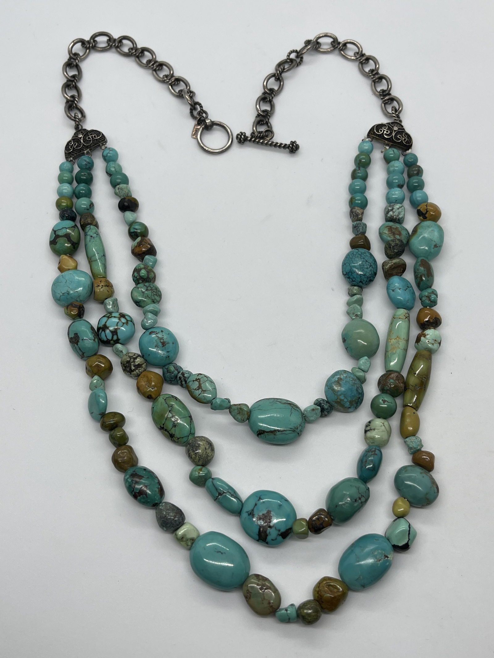 STERLING SILVER 500 TCW TURQUOISE COCKTAIL NECKLACE (1 of 5)