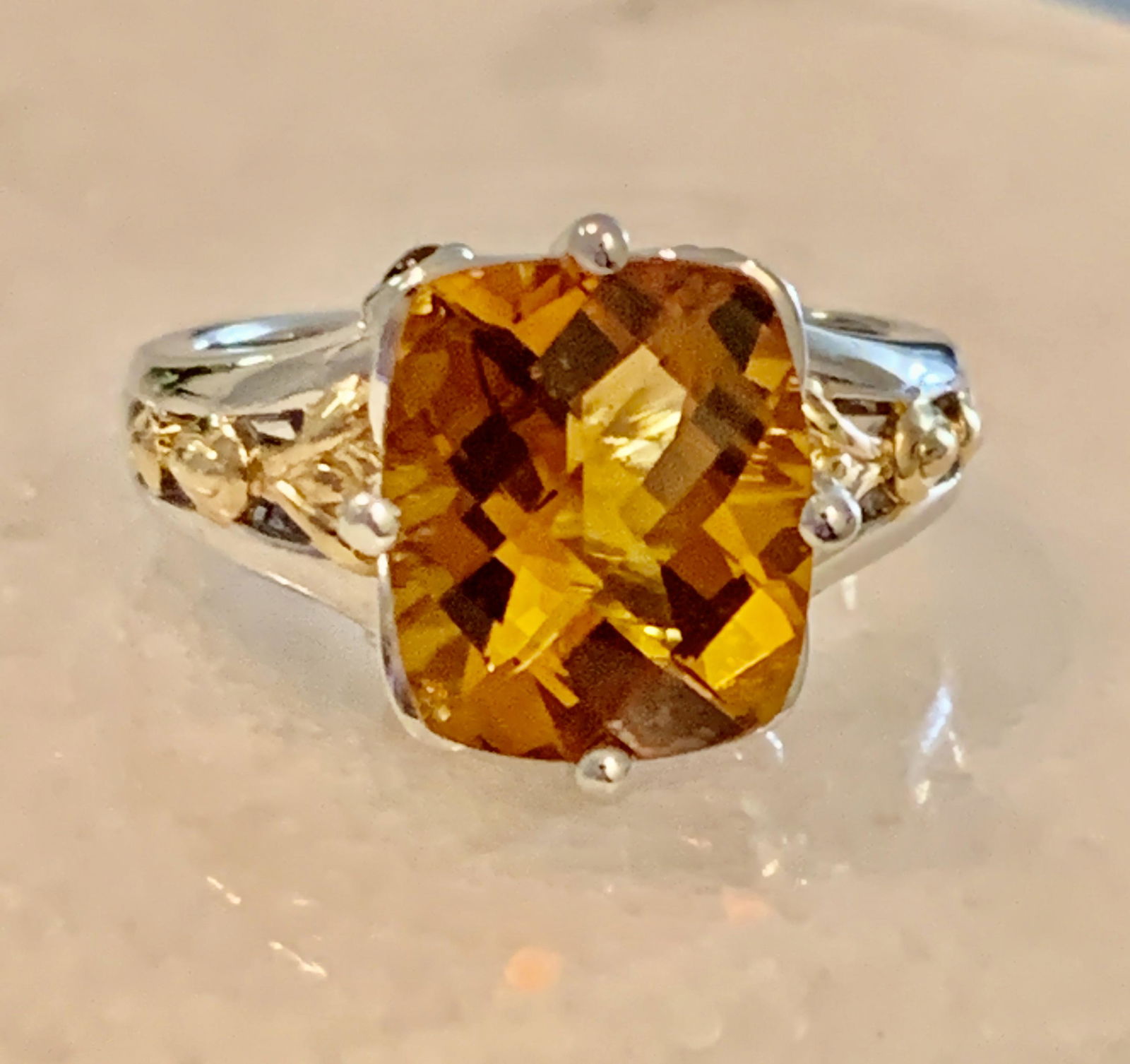 STERLING SILVER 3 CT CITRINE COCKTAIL RING SZ 8.5 (1 of 8)
