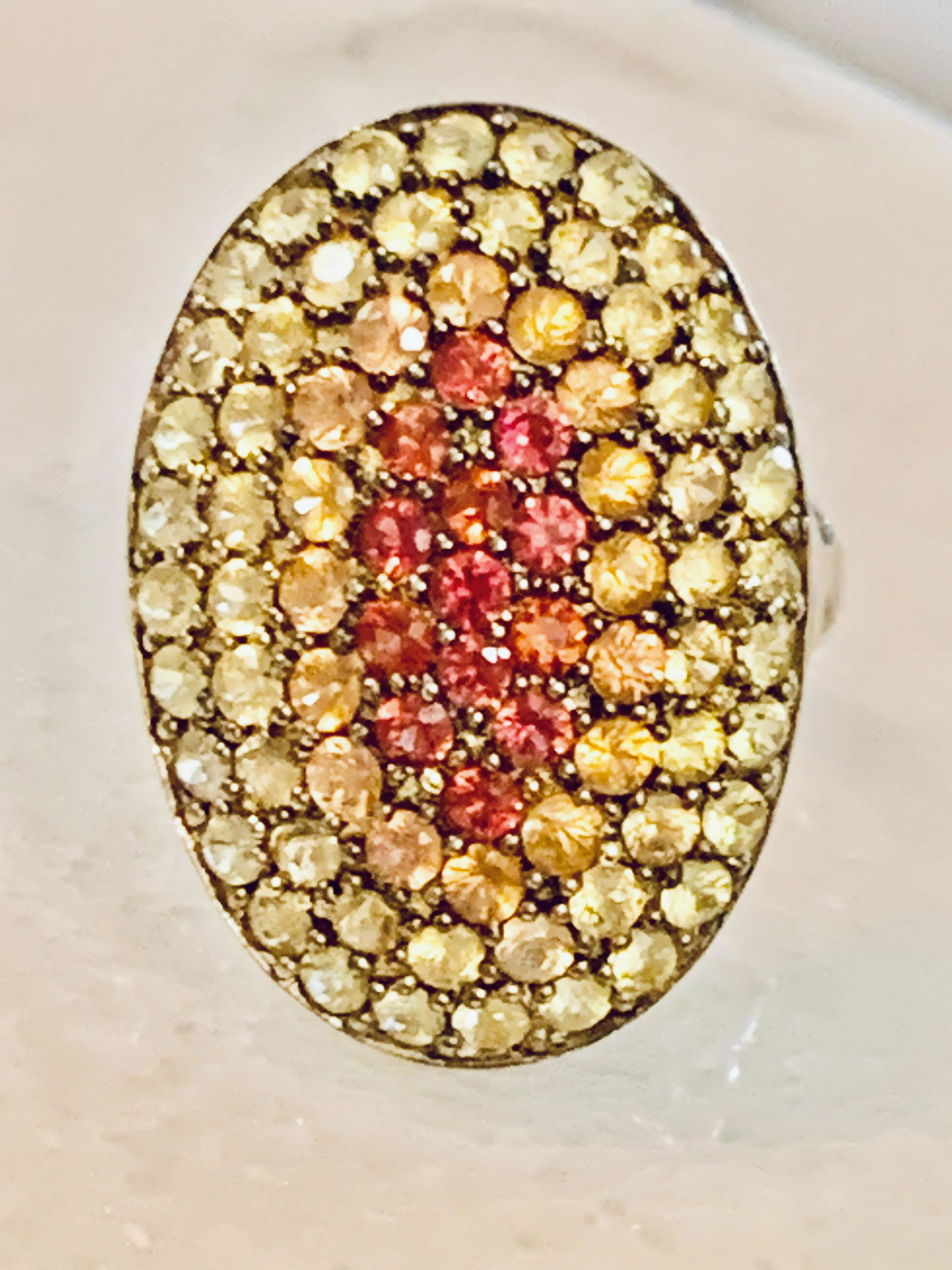 STERLING SILVER 2 TCW MULTI-STONE COCKTAIL RING SZ 7.5 (1 of 7)