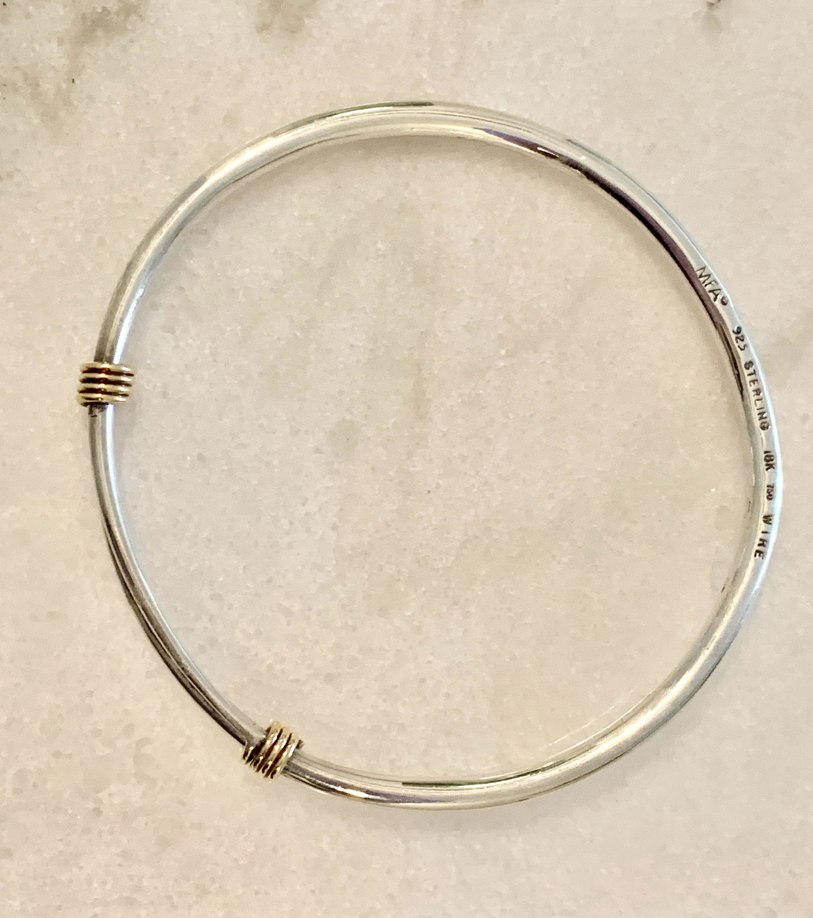 STERLING SILVER & 18K GOLD BANGLE BRACELET (1 of 4)