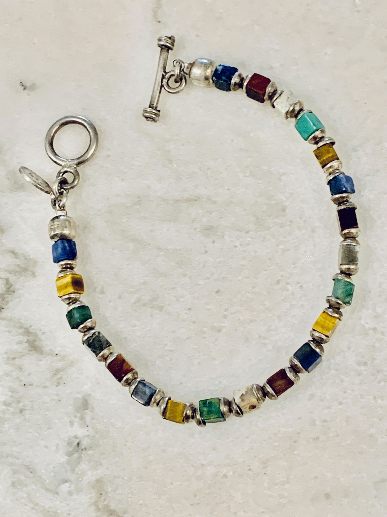 DESIGNER STERLING SILVER MULTI-GEMSTONE BEADED BRACELET (1 of 6)