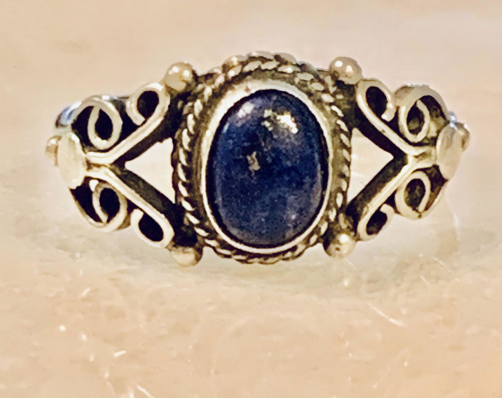 STERLING SILVER LAPIS LAZULI COCKTAIL RING SZ 6.5 (1 of 6)