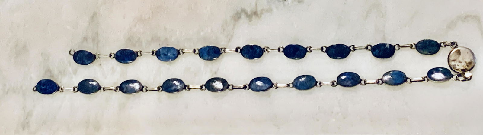 VINTAGE STERLING SILVER BLUE STONES BRACELET (1 of 5)