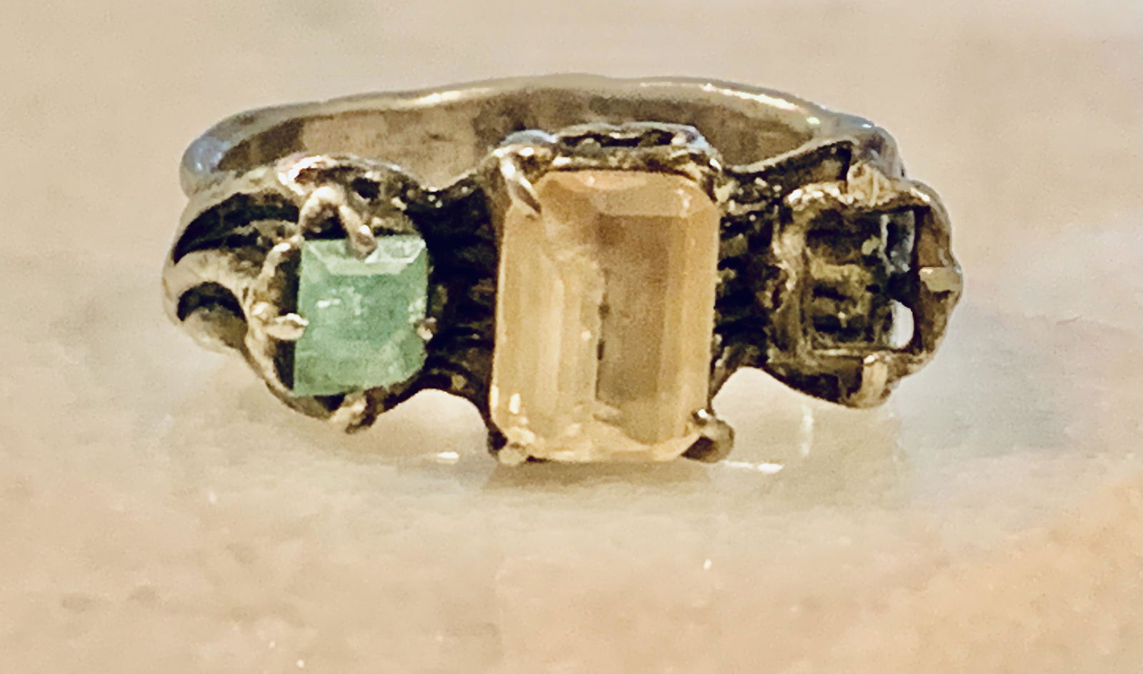 ANTIQUE STERLING SILVER GEMSTONE RING SZ 6 (1 of 7)