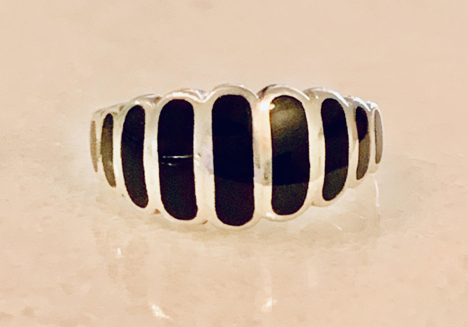 DESIGNER STERLING SILVER ONYX COCKTAIL RING SZ 7.5 (1 of 5)