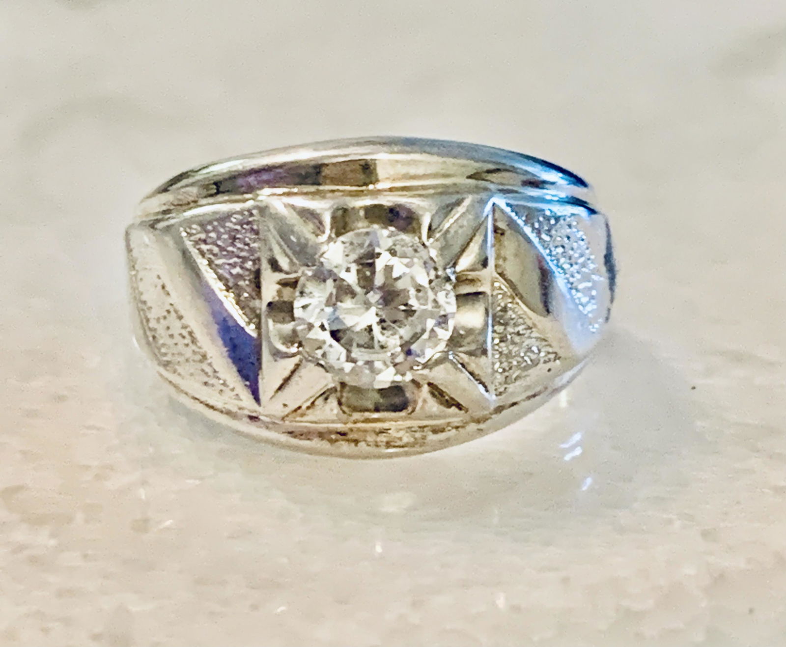 RETRO STERLING SILVER MENS RING SZ 8.5 (1 of 7)