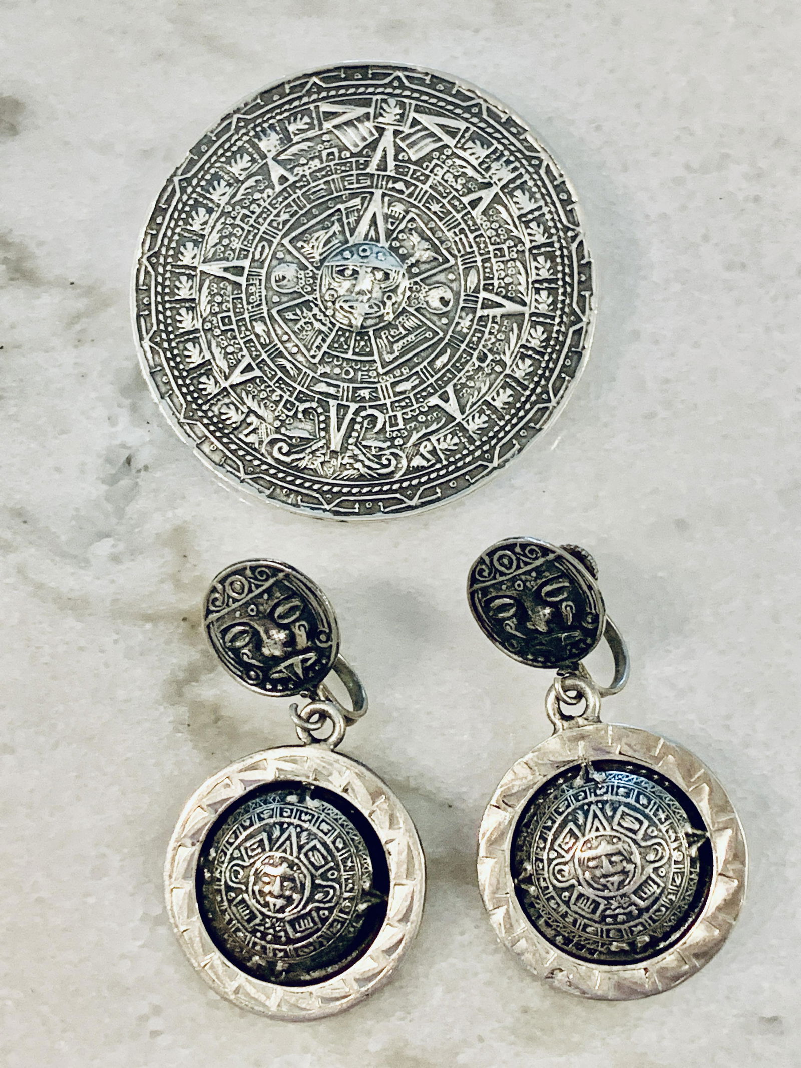 LOT OF (2) STELRING SILVER MEXICAN ENGRAVED (1 of 7)