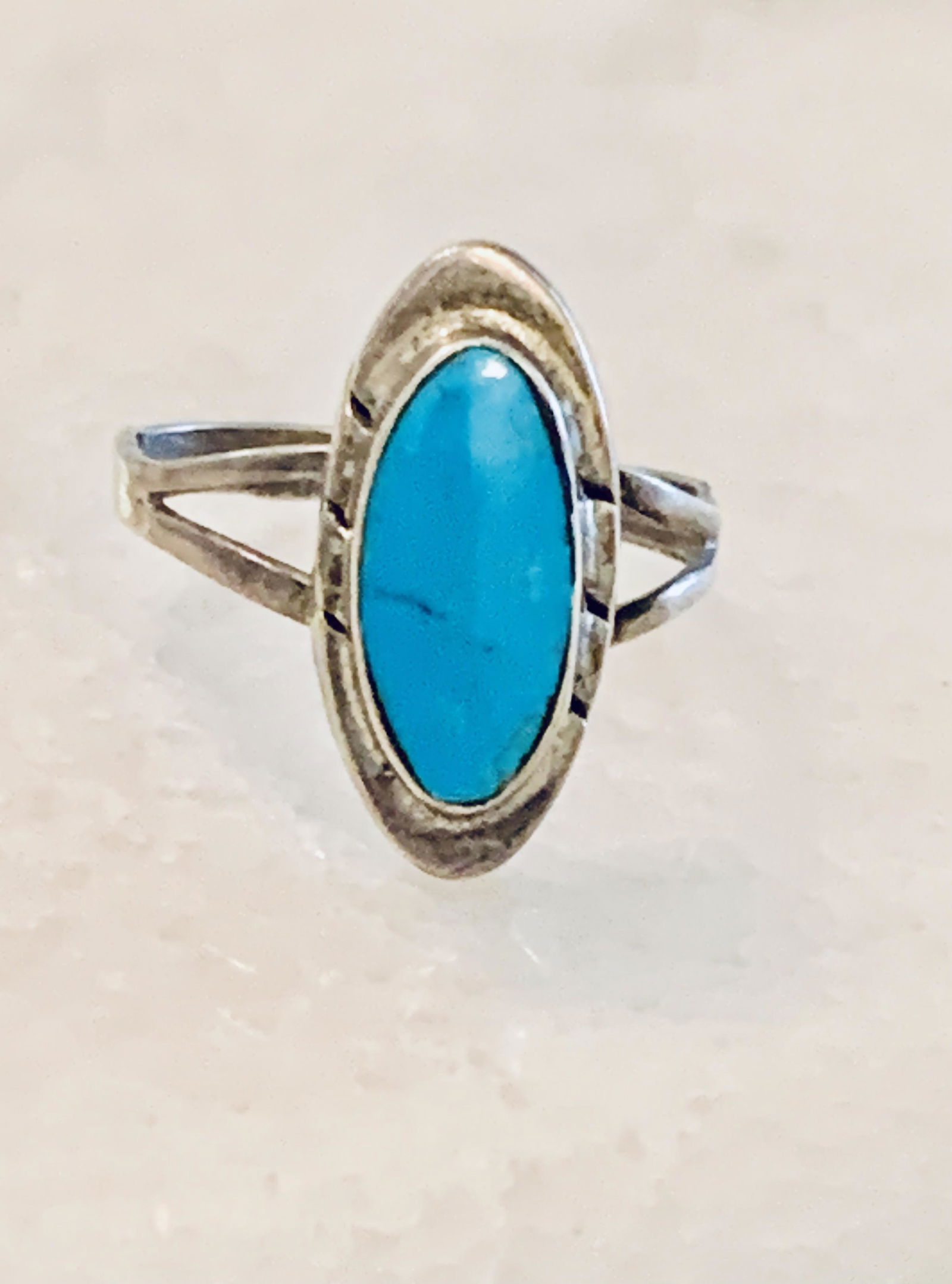 STERLING SILVER TURQUOISE COCKTAIL RING SZ 5 (1 of 6)