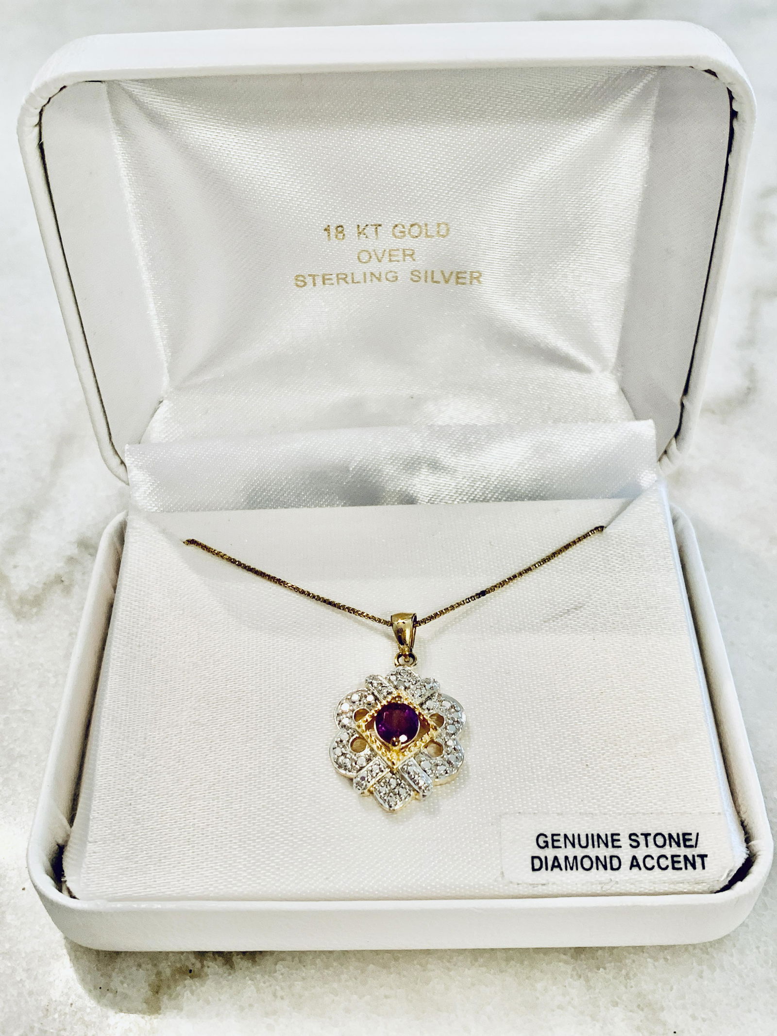 18K GOLD OVER STERLING DIAMOND ACCENT NECKLACE (1 of 4)