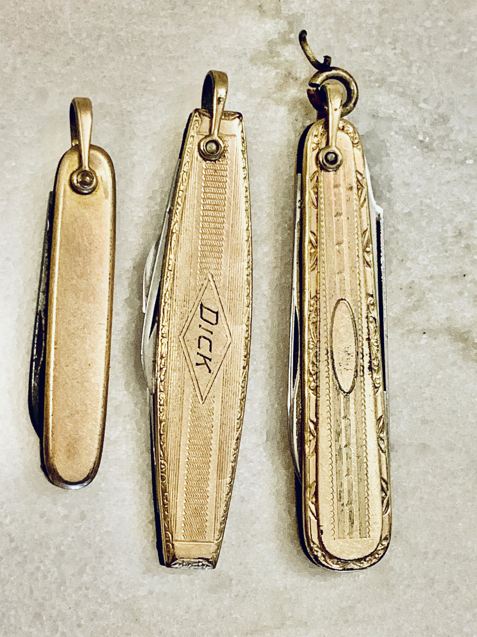 ANTIQUE COLLECTION LOT OF (3) GOLD FILLED POCKET KNIVES (1 of 2)