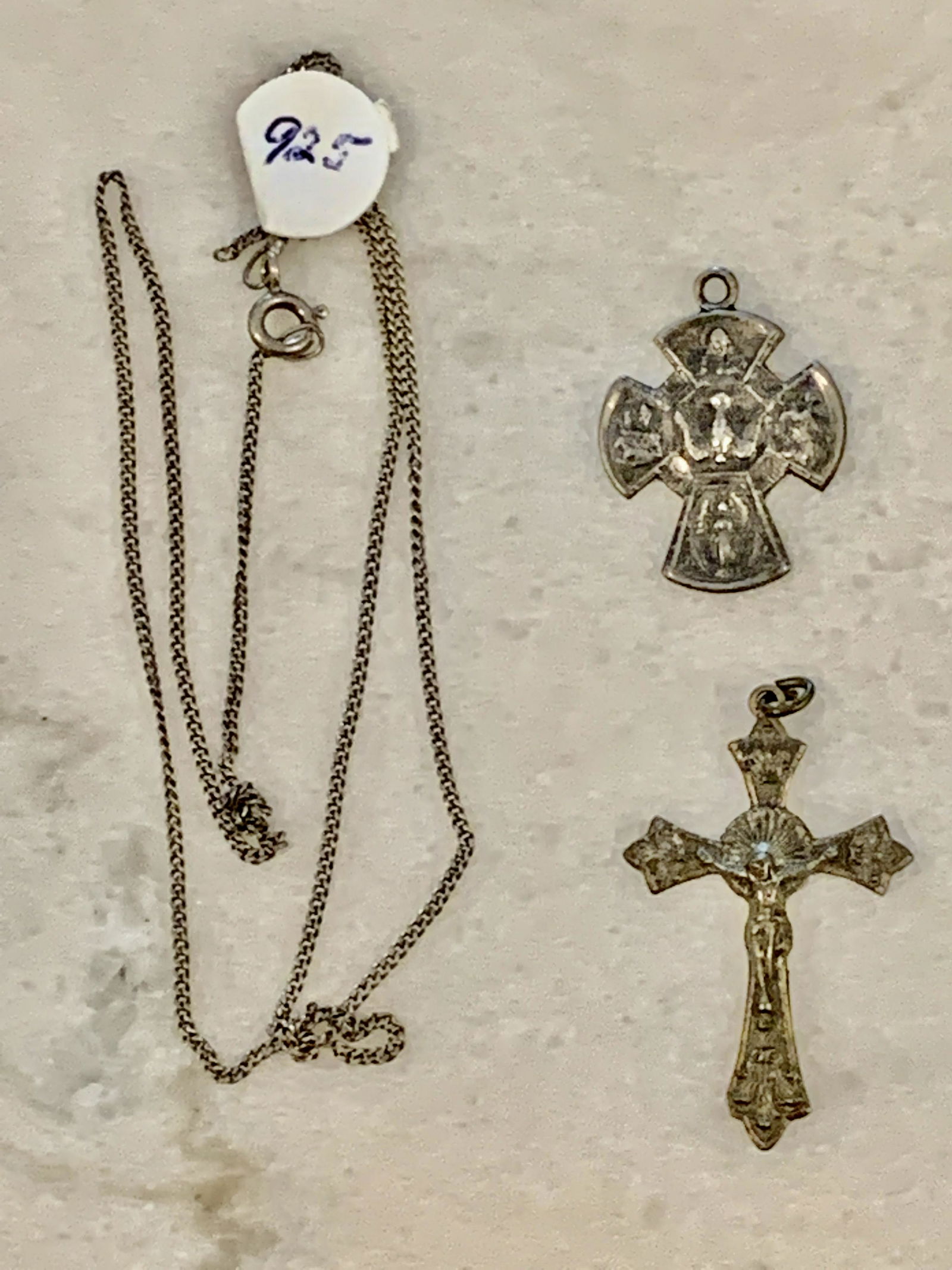 ESTATE COLLECTION LOT OF STERLING SILVER CROSS PENDANTS (1 of 7)
