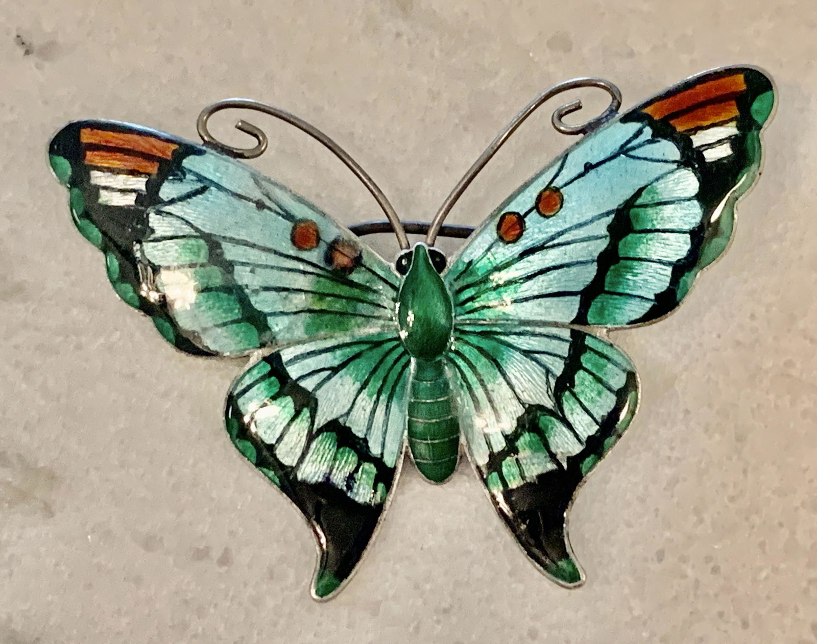 DESIGNER STERLING SILVER ENAMEL BUTTERFLY BROOCH (1 of 4)