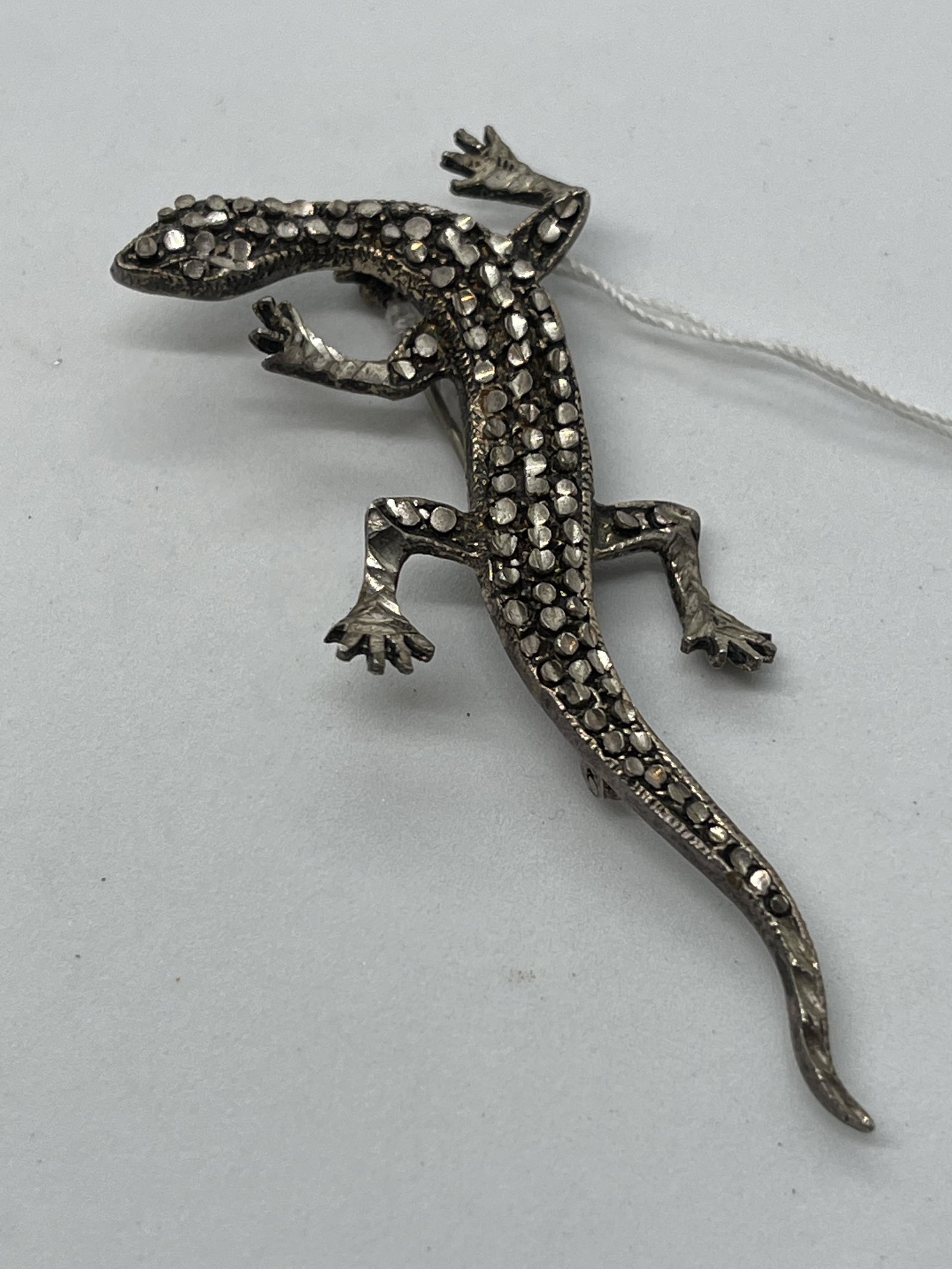 VINTAGE STERLING SILVER RHINESTONES LIZARD BROOCH (1 of 3)