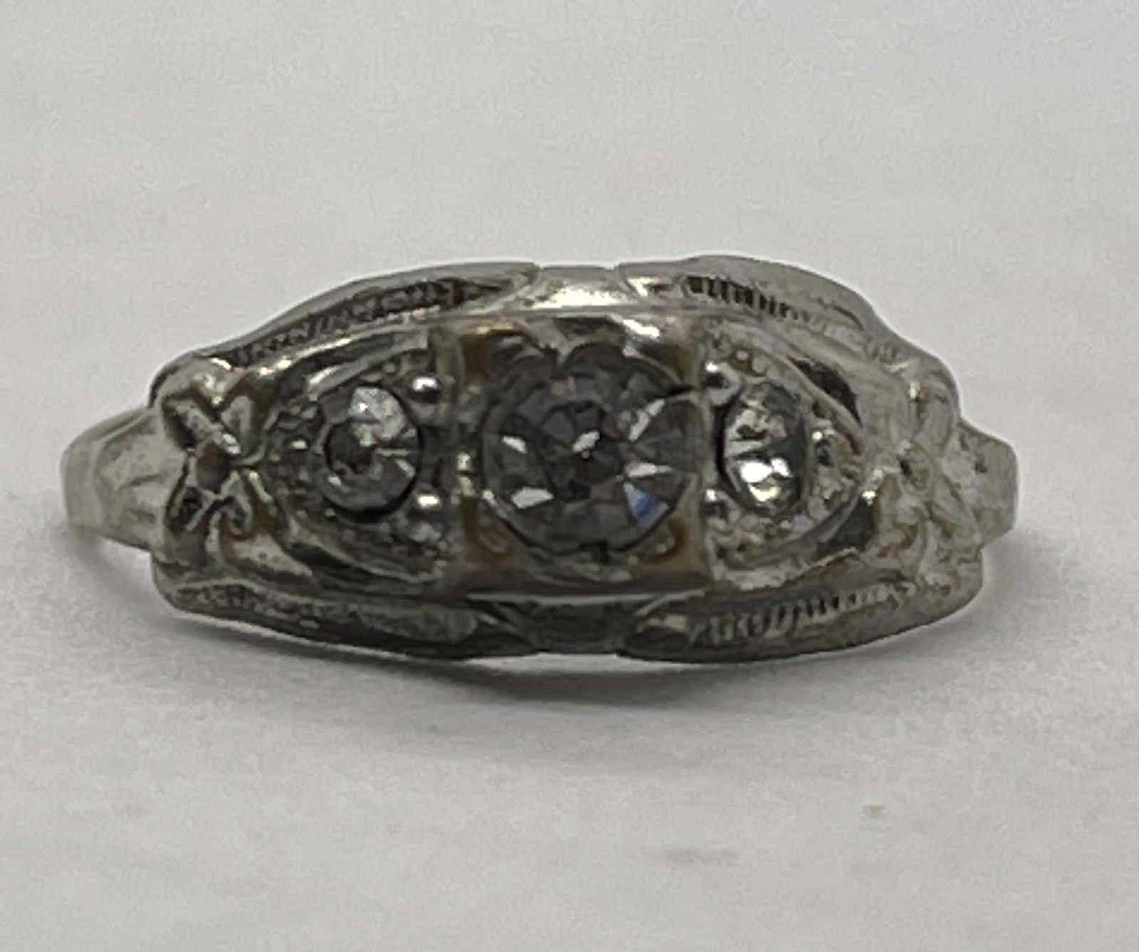 ART DECO STERLING SILVER FILIGREE RING SZ 7 (1 of 2)