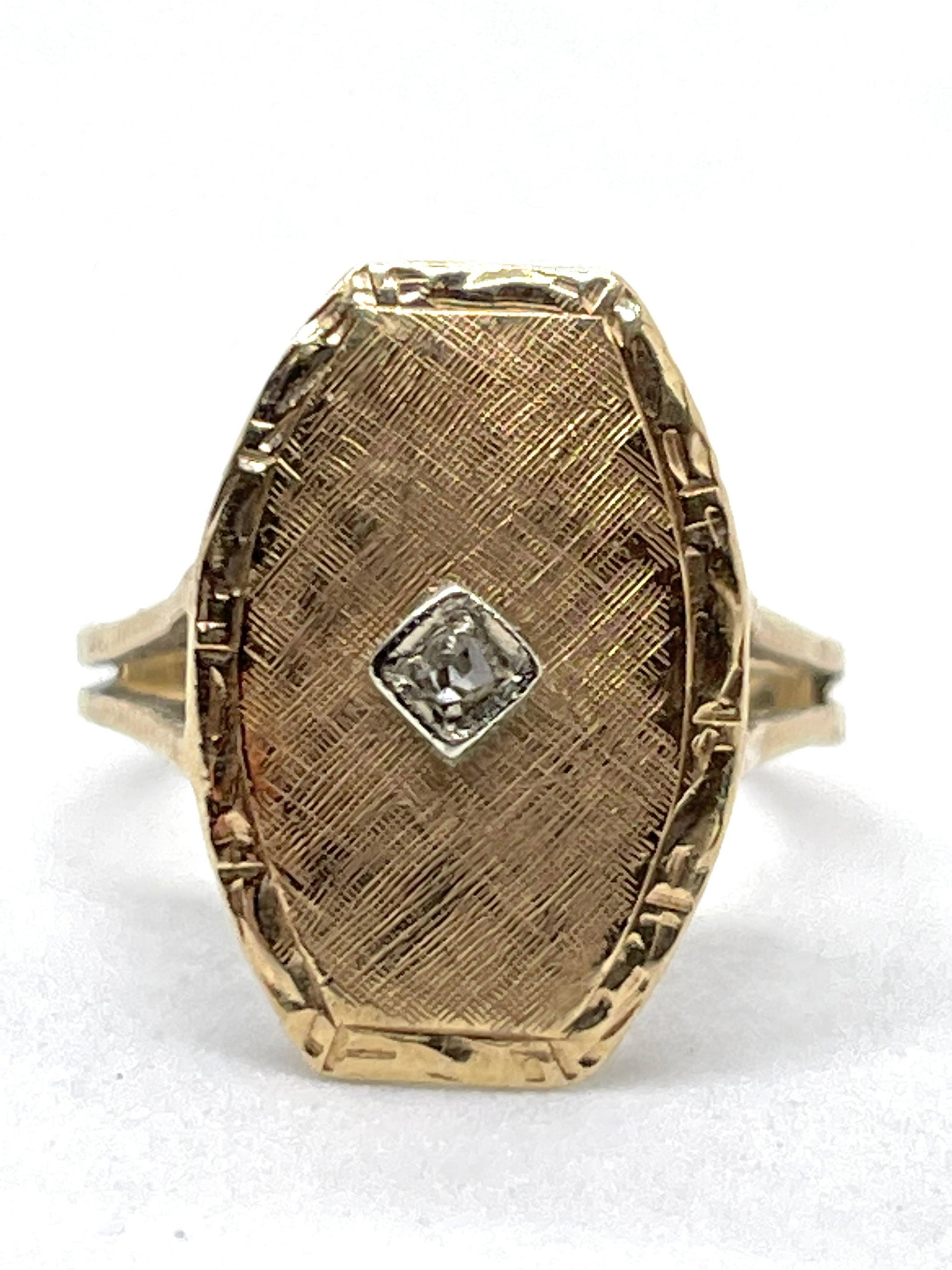 ART DECO 14K GOLD & DIAMOND COCKTAIL RING SZ 5 (1 of 3)