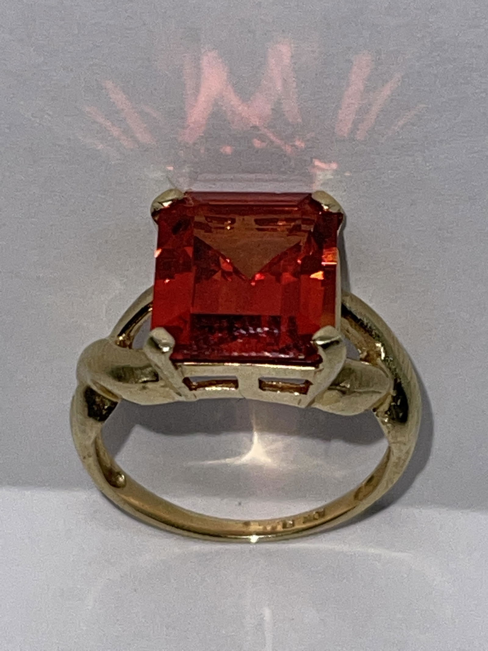 10K GOLD 5 CT ORANGE SAPPHIRE COCKTAIL RING SZ 7 (1 of 4)