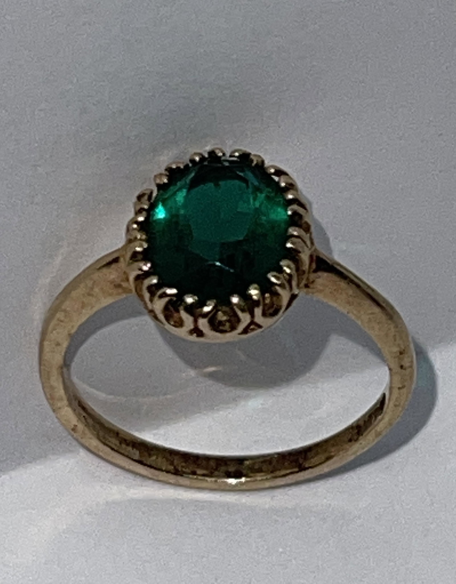 ANTIQUE 10K GOLD 1 CT GREEN STONE COCKTAIL RING SZ6 (1 of 3)