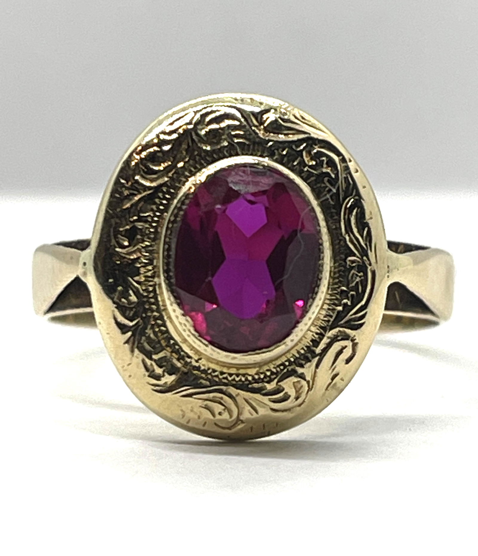 ART DECO 14K GOLD 1 CT BLOOD RED RUBY RING SZ 7.25 (1 of 4)