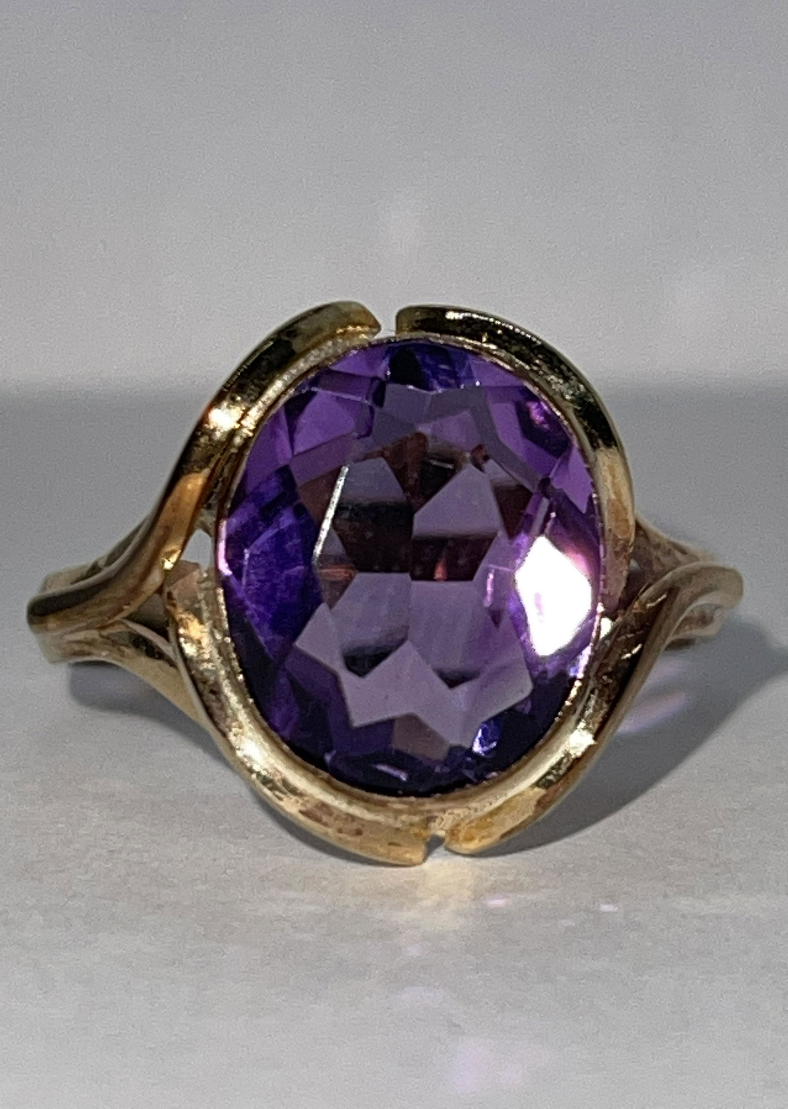 ART DECO 14K GOLD 4 CT AMETHYST COCKTAIL RING SZ 7 (1 of 3)