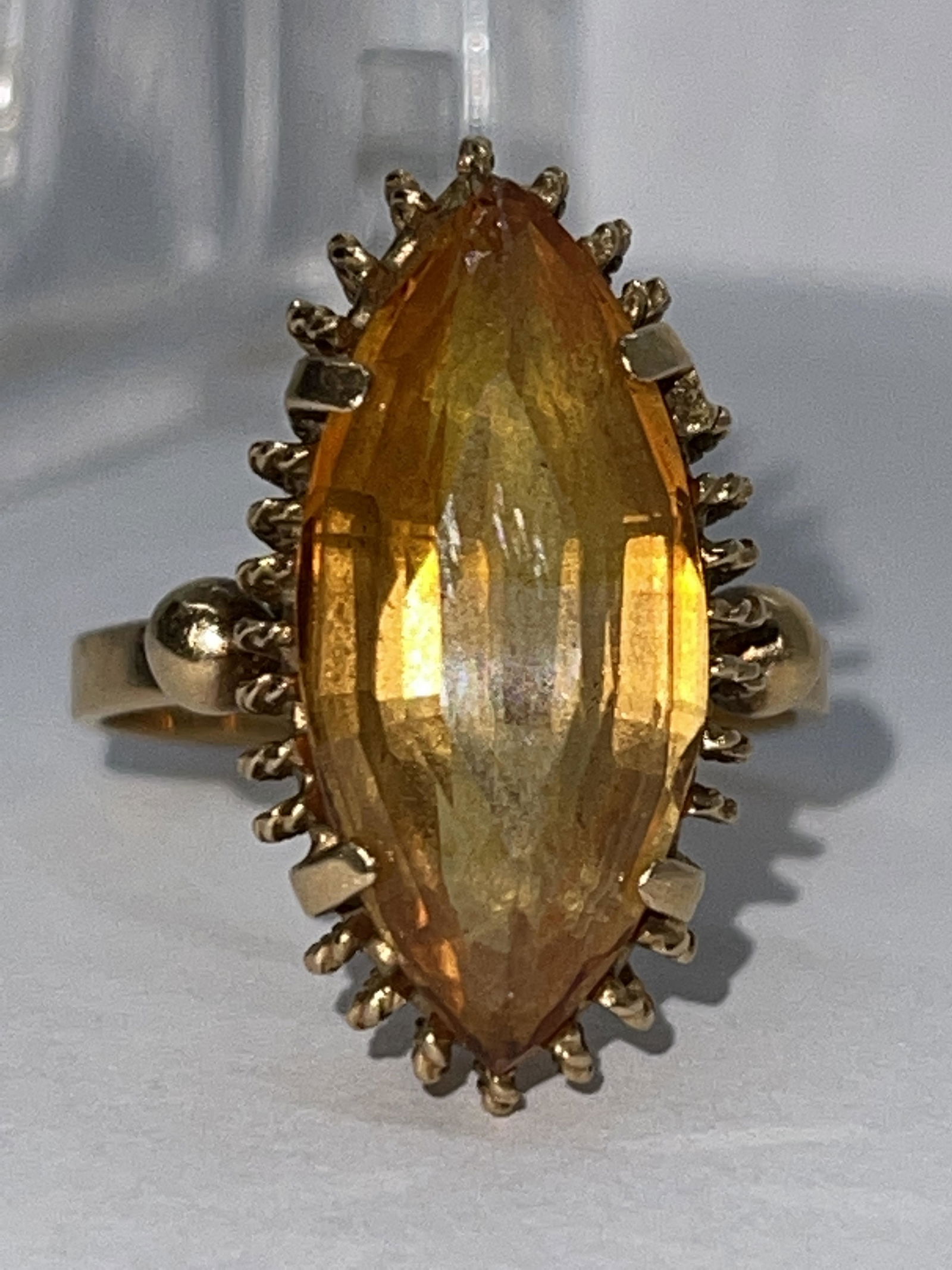 18K GOLD 12K MARQUISE CUT YELLOW SAPPHIRE COCKTAIL RING (1 of 3)