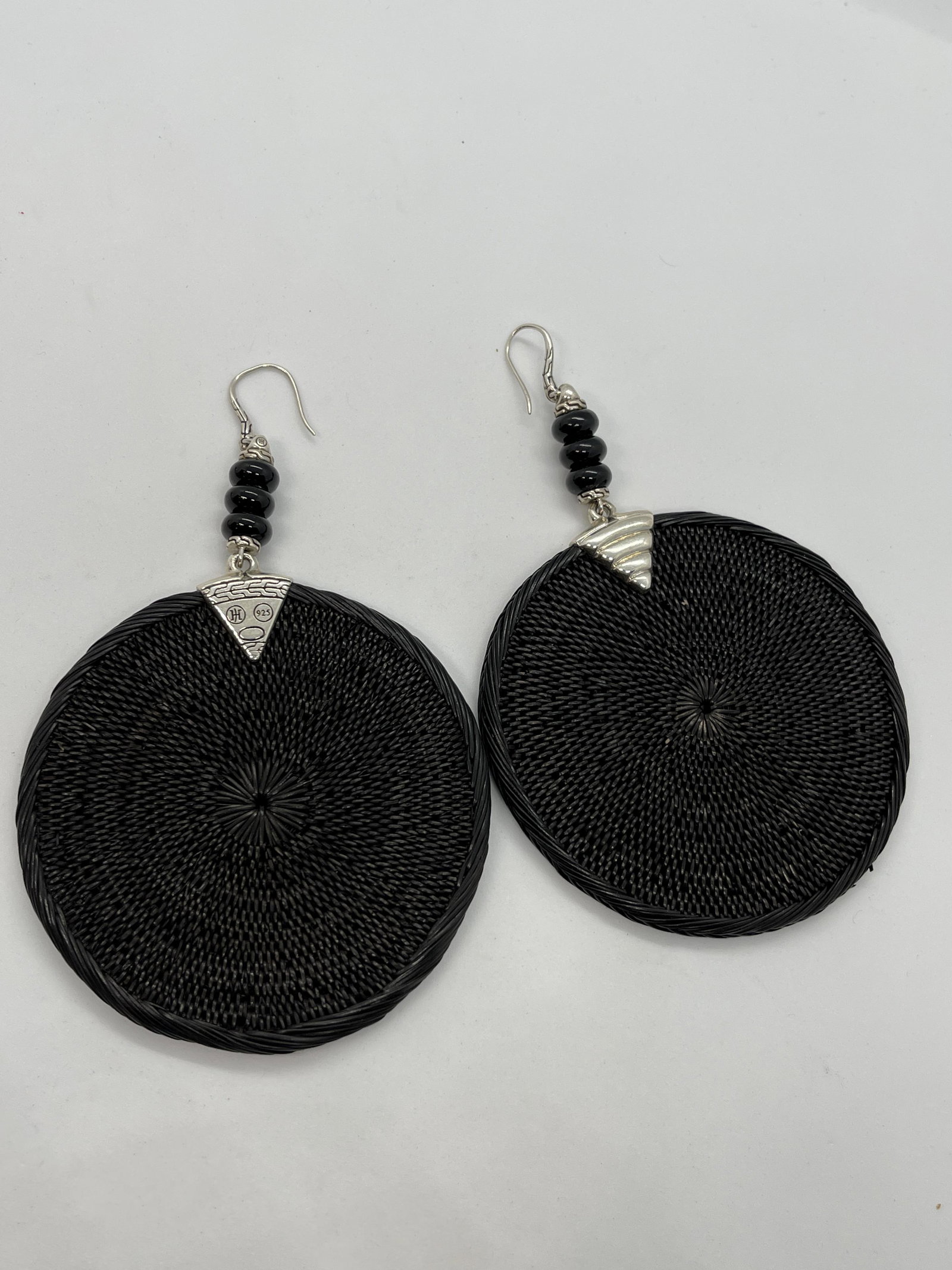 DESIGNER STERLING SILVER COCKTAIL DANGLE EARRINGS 5" (1 of 4)