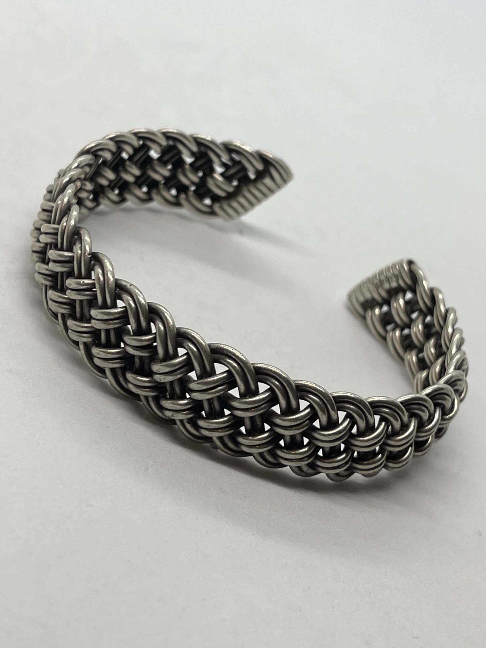 ESTATE STERLING BRAIDED COCKTAIL CUFF BRACELET 37.2 (1 of 3)