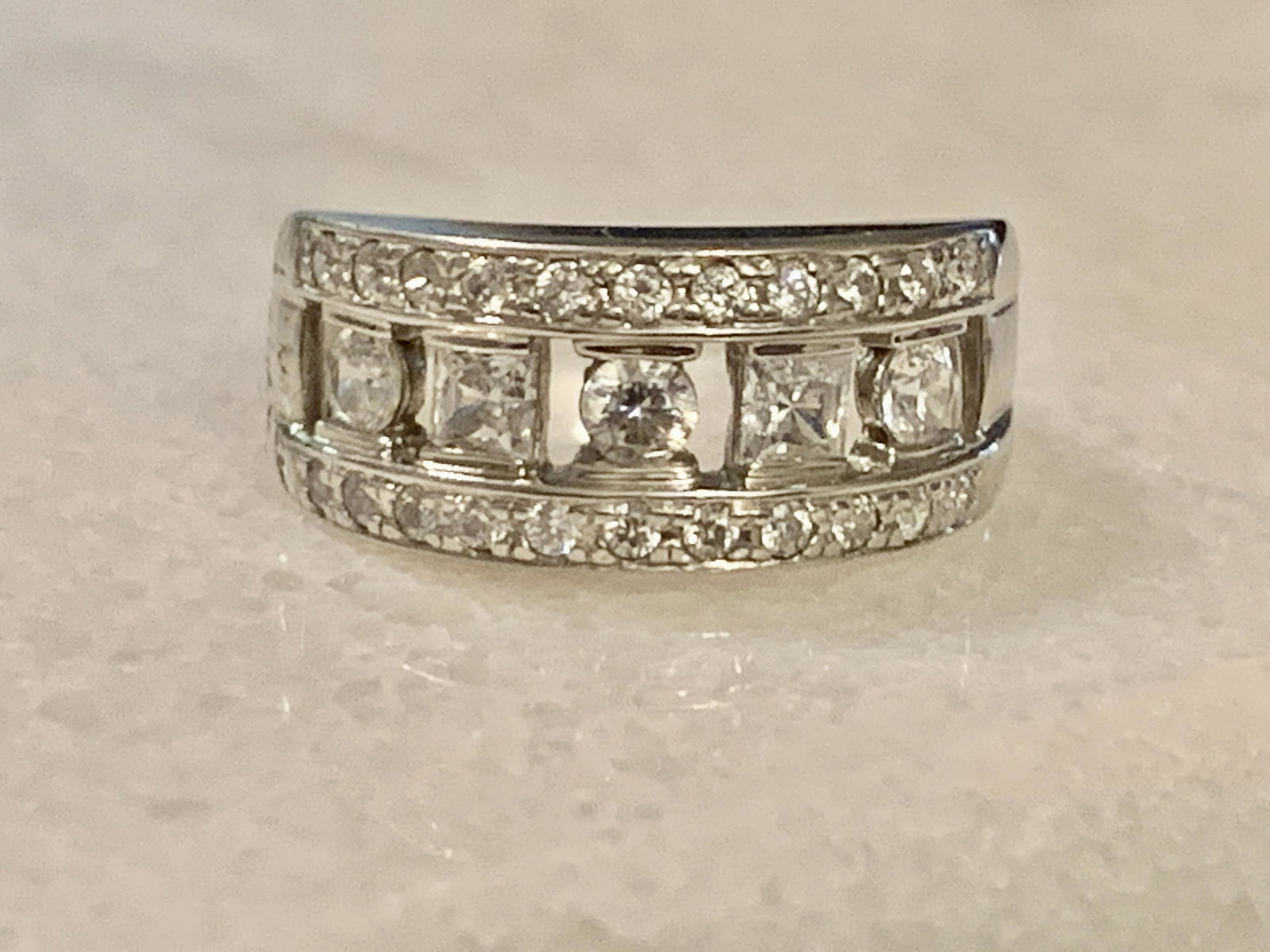MODERN STERLING SILVER COCKTAIL LADIES RING BAND SZ 7.5 (1 of 6)