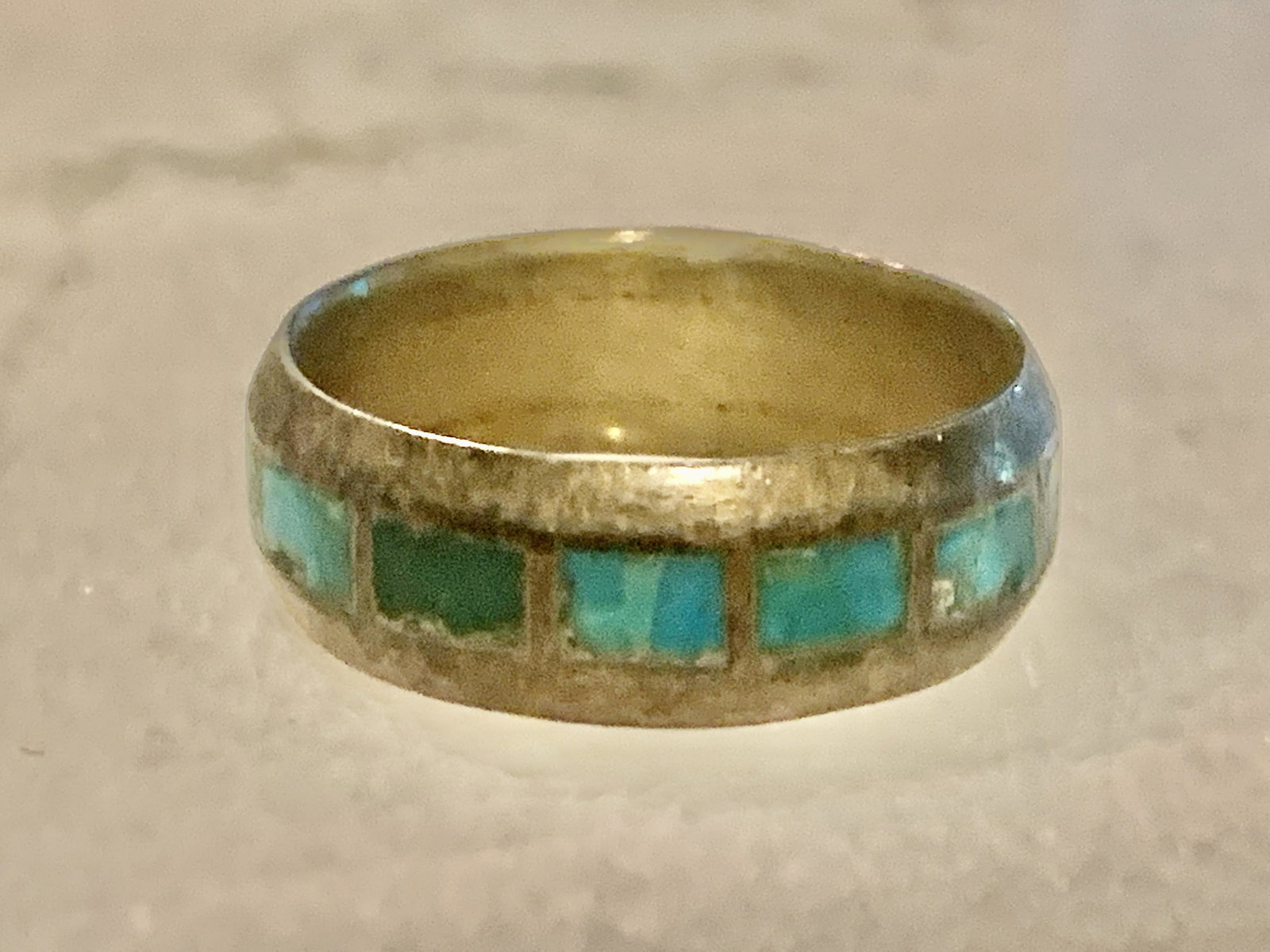 NATIVE AMERICAN STERLING SILVER TURQUOISE RING SZ 10.5 (1 of 3)