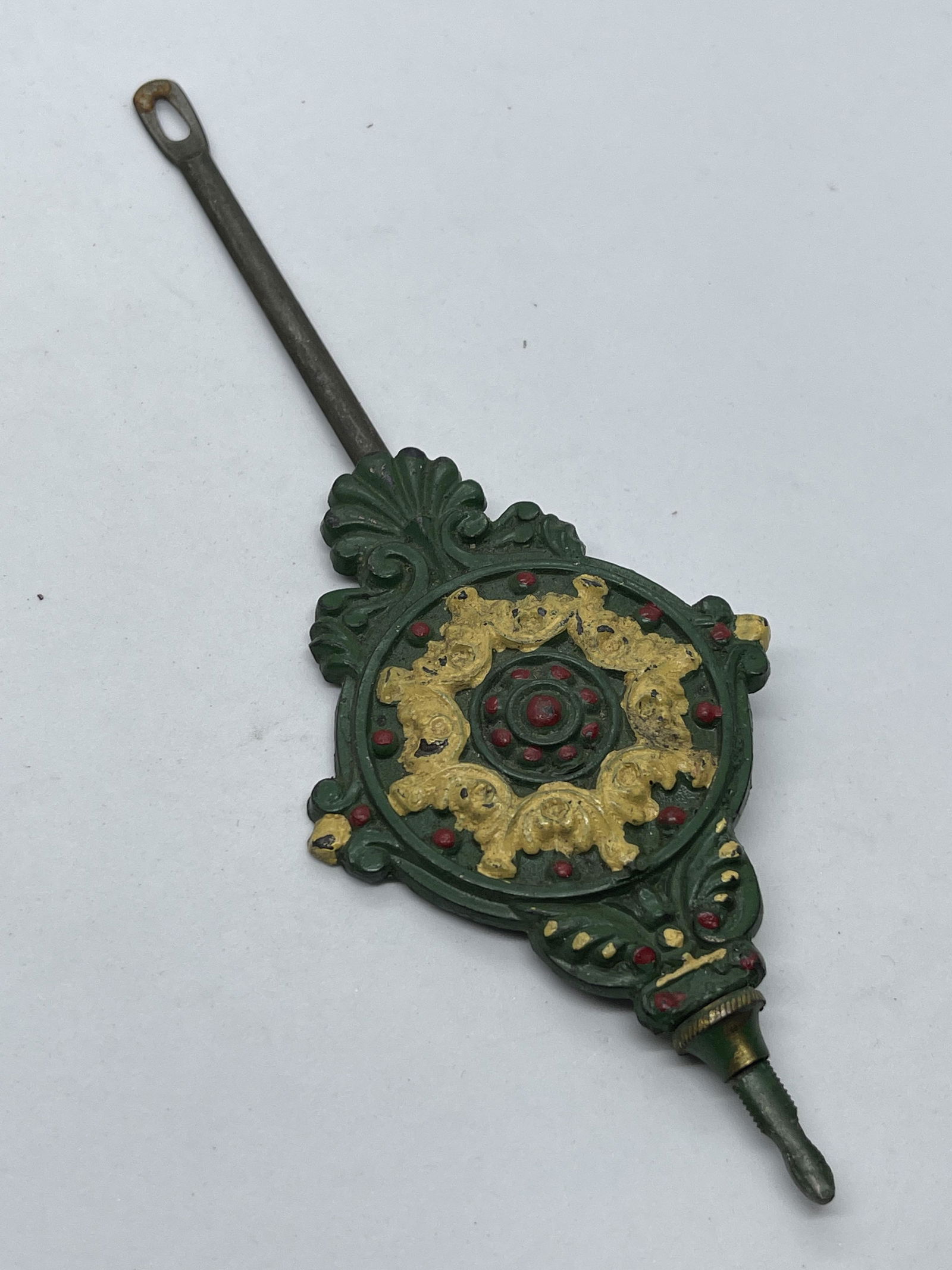 ANTIQUE 1800'S CAST IRON PAINTED PENDULUM (1 of 4)