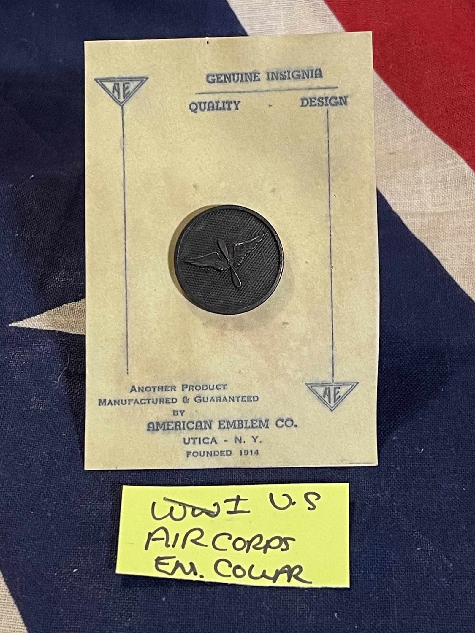 WW1 U.S. AIR CORPS COLLAR PIN: WW1 U.S. AIR CORPS COLLAR PIN. A GREAT ADDITION TO YOUR COLLECTION.