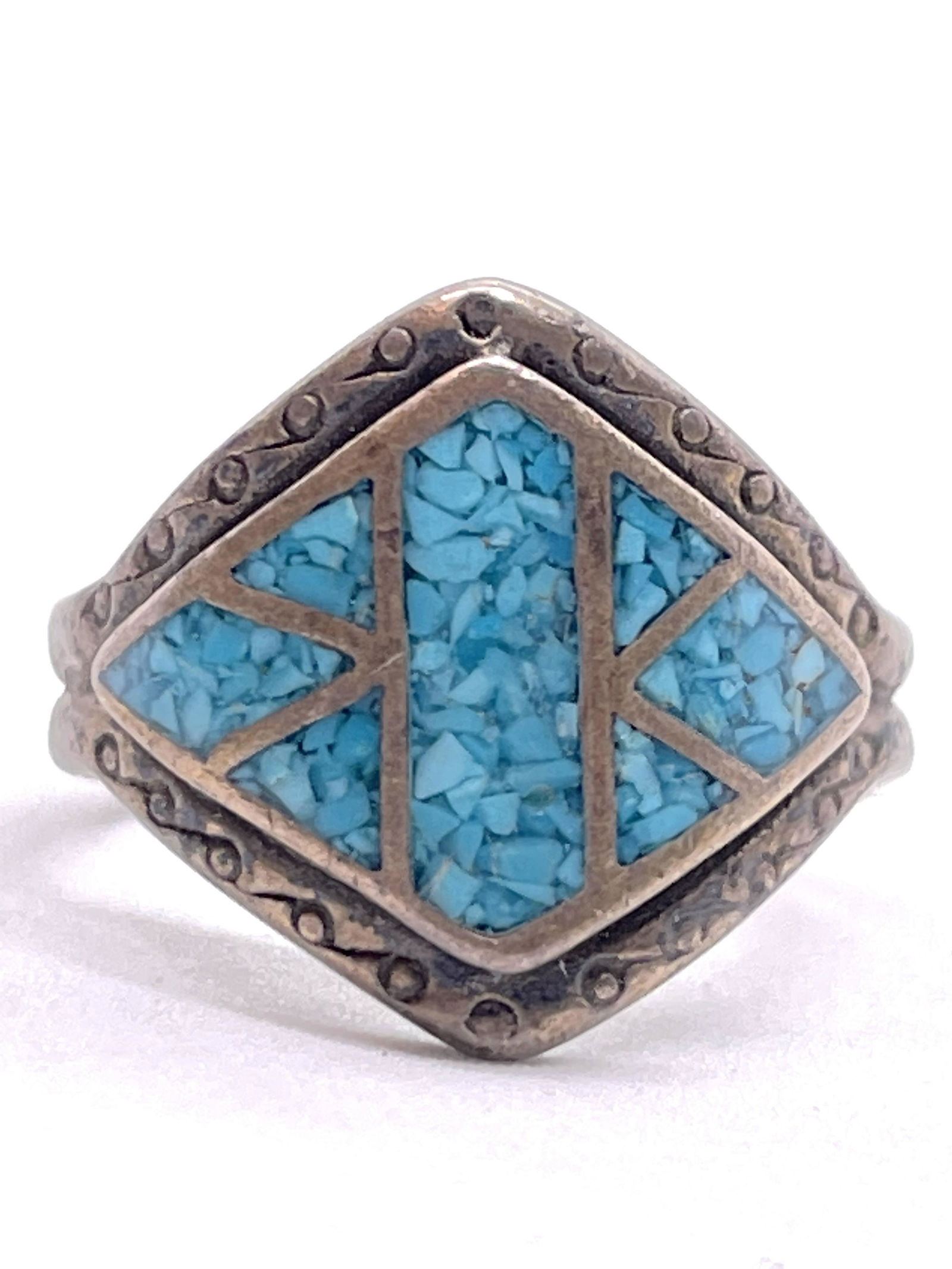 NATIVE AMERICAN STERLING SILVER TURQUOISE RING SZ 9 (1 of 2)