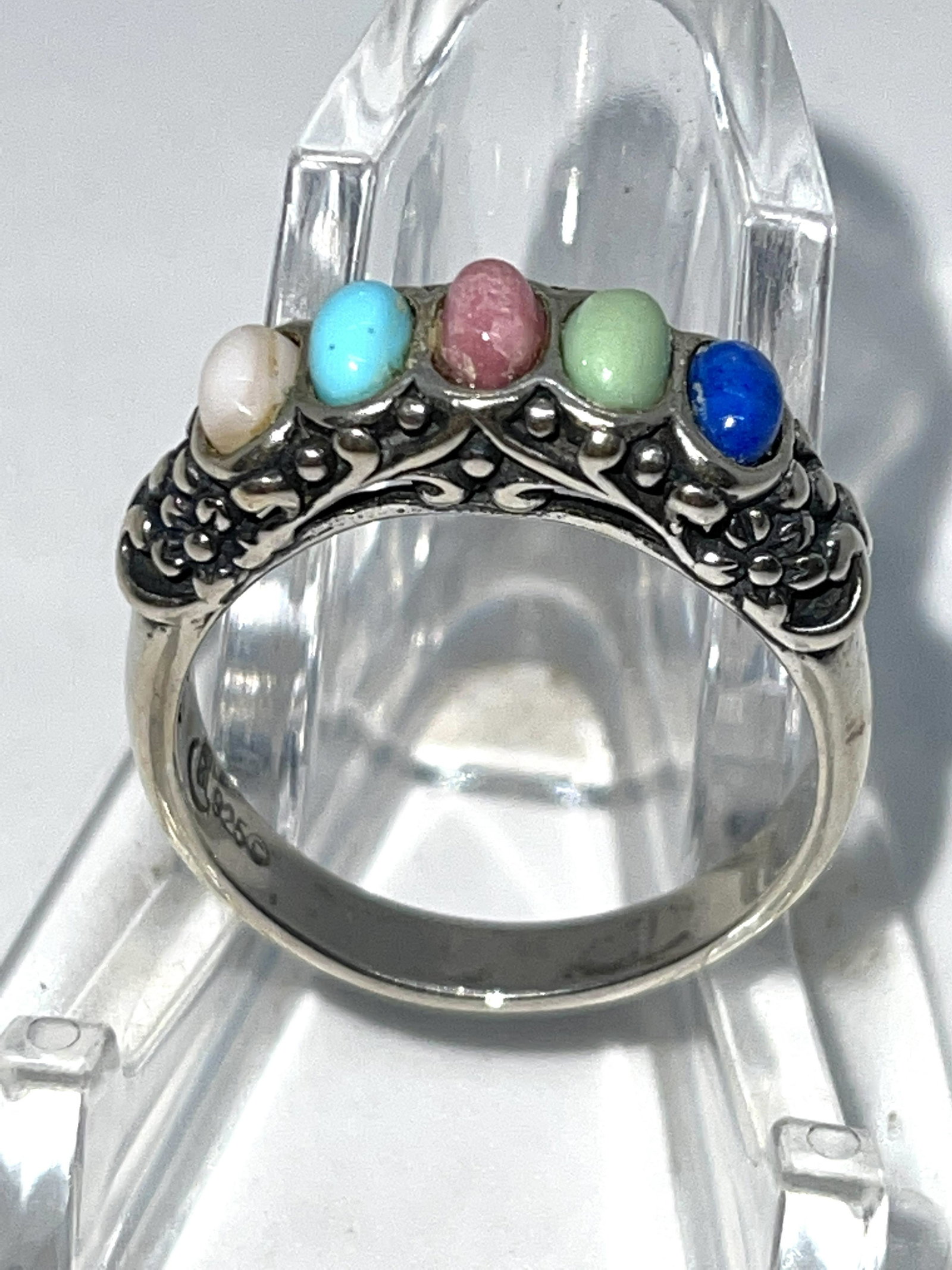 STERLING SILVER MULTI-STONE COCKTAIL BAND SZ 9 (1 of 2)