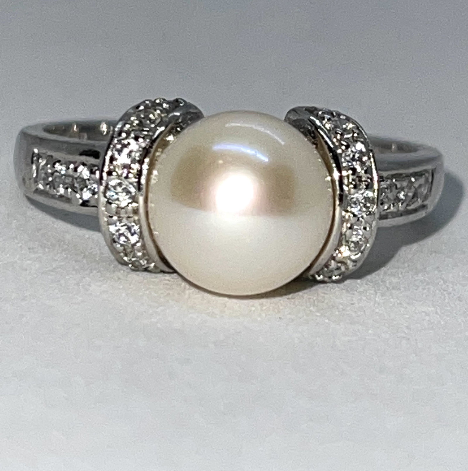 ESTATE STERLING SILVER MABE PEARL COCKTAIL RING SZ 9 (1 of 2)