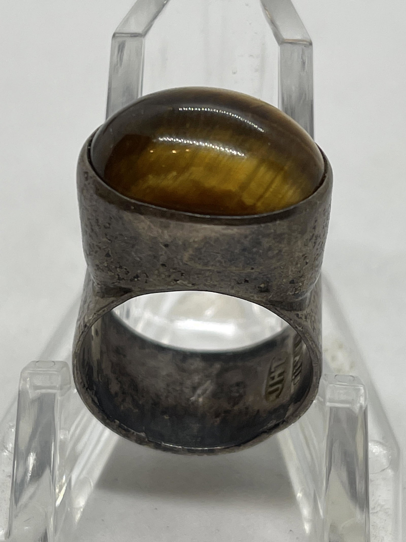 STERLING SILVER 4 CT TIGERS EYE COCKTAIL RING SZ 7 (1 of 2)