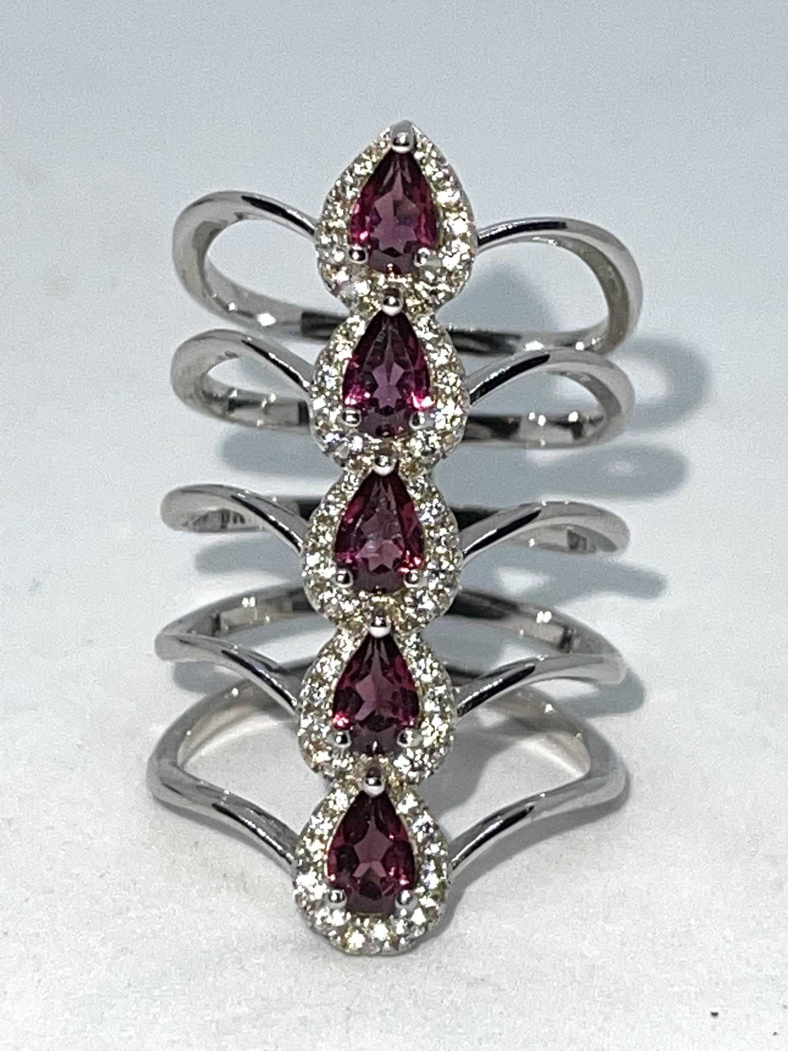 DESIGNER STERLING SILVER AMETHYST COCKTAIL LONG RING SZ (1 of 5)
