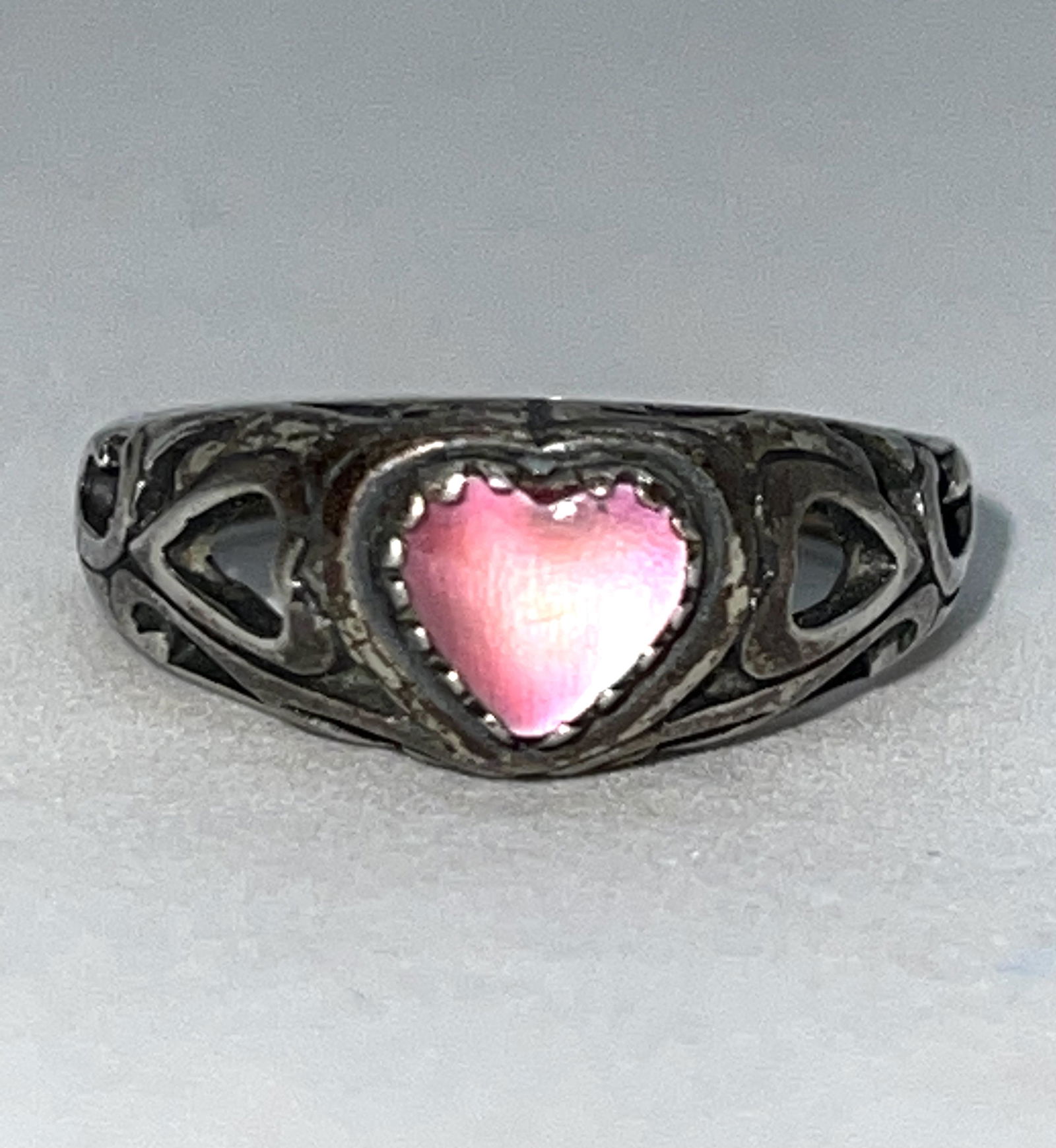 STERLING SILVER COCKTAIL HEART GEMSTONE RING SZ 6 (1 of 2)