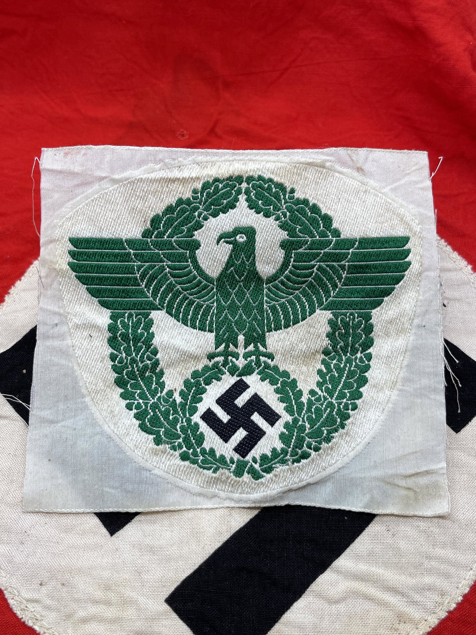 WW2 GERMAN NAZI POLICE SPORTS SHIRT EAGLE INSIGNIA: WW2 GERMAN NAZI POLICE SPORTS SHIRT EAGLE INSIGNIA. IN MINT OVERALL SHAPE AND CONDITION. HAS A GREAT LOOK TO IT WITH AN EXCELLENT OVERALL EYE APPEAL. A GREAT FIND AND AN EXCELLENT ADDITION TO YOUR COL