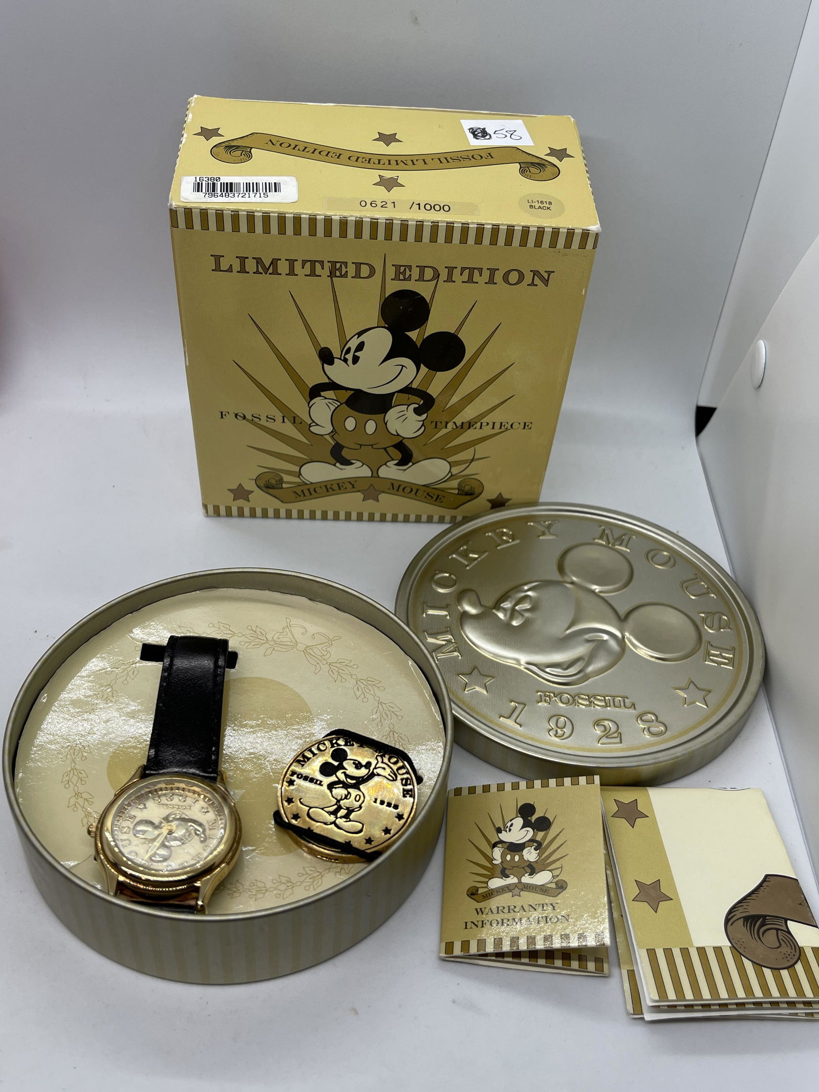 LIMITED ED. MICKEY MOUSE FOSSIL WATCH IN ORIG. BOX (1 of 6)