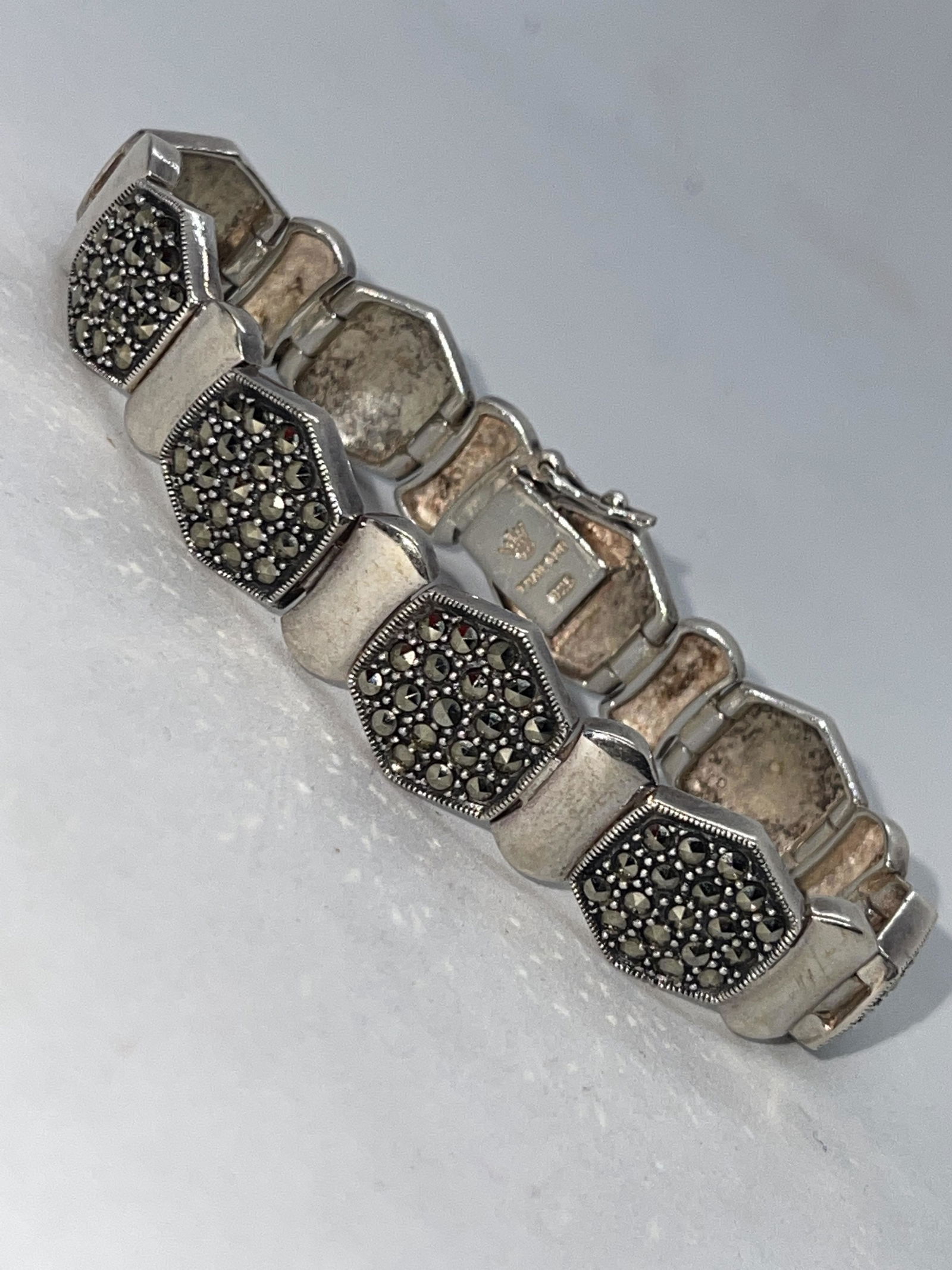 ANTIQUE STERLING SILVER RHINESTONES COCKTAIL BRACELET (1 of 3)