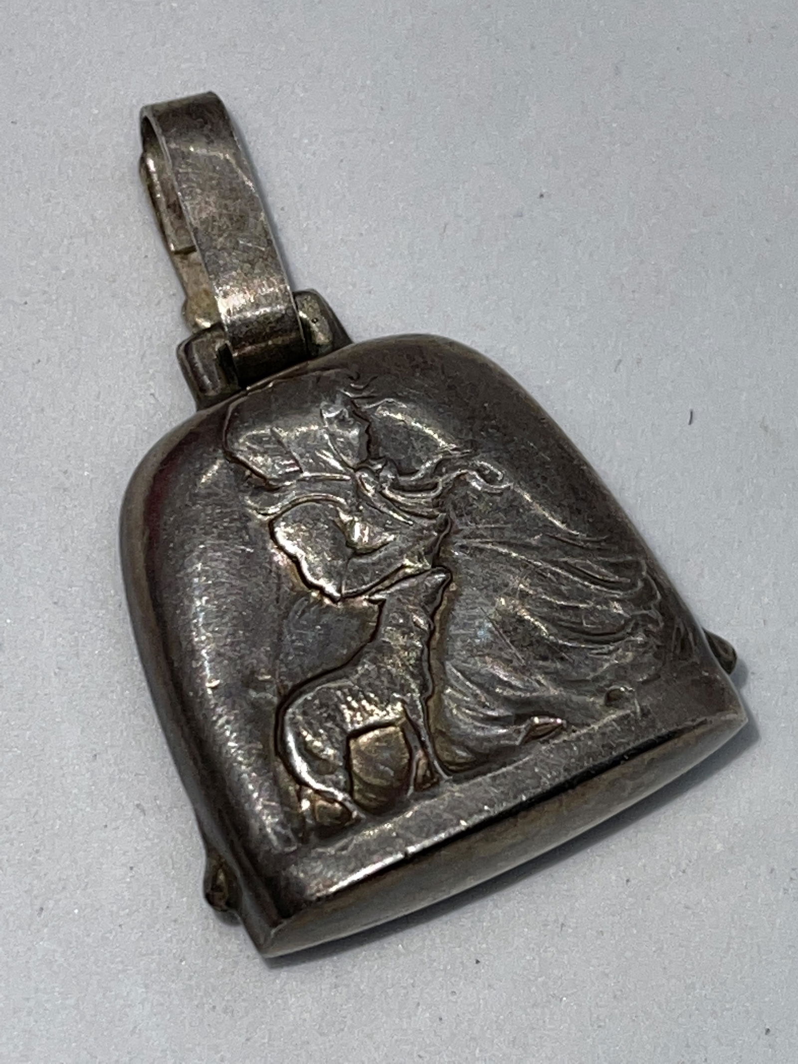 ANTIQUE STERLING SILVER CHARM BELL PENDANT (1 of 2)