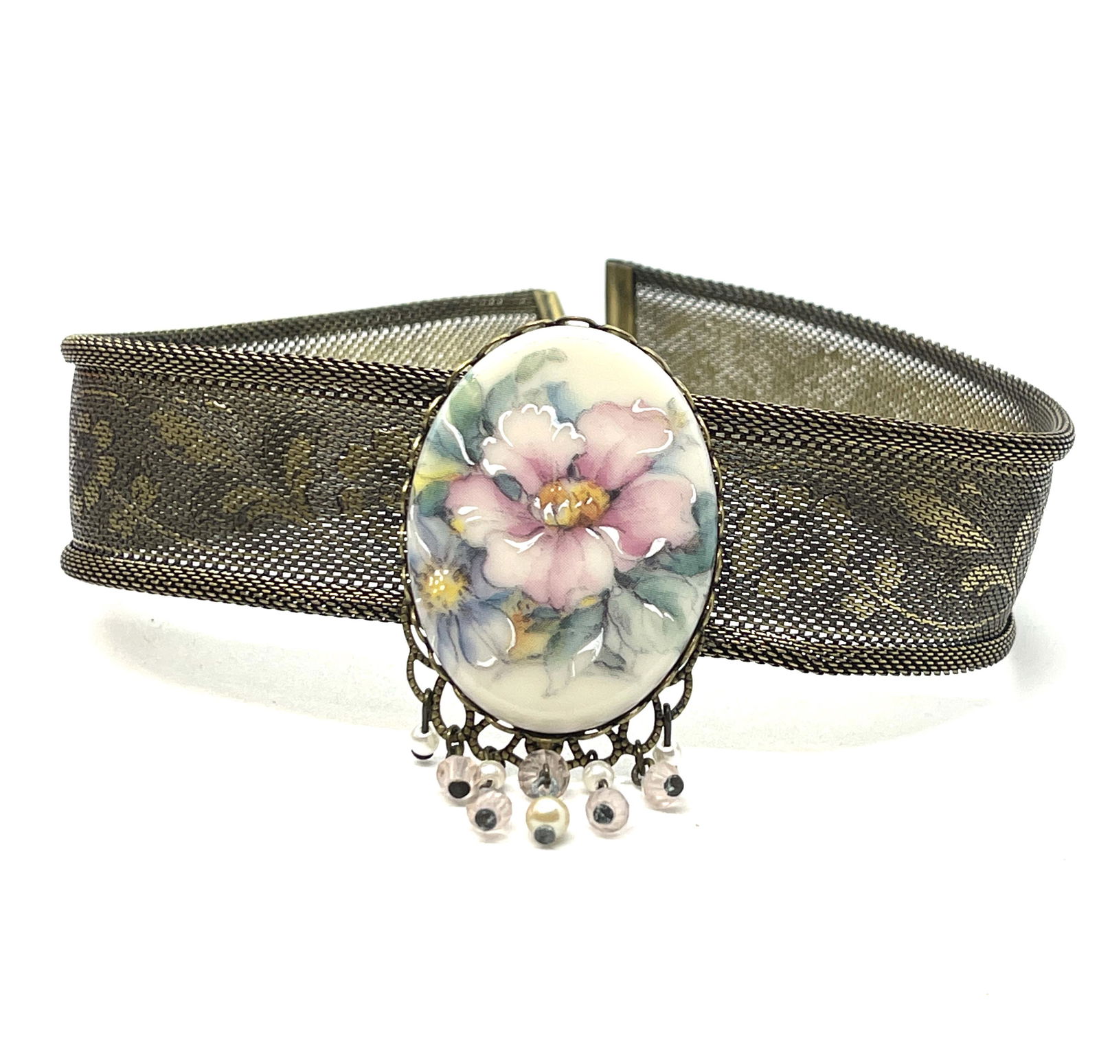 VICTORIAN HAND PAINTED PORCELAIN NECKLACE (1 of 2)