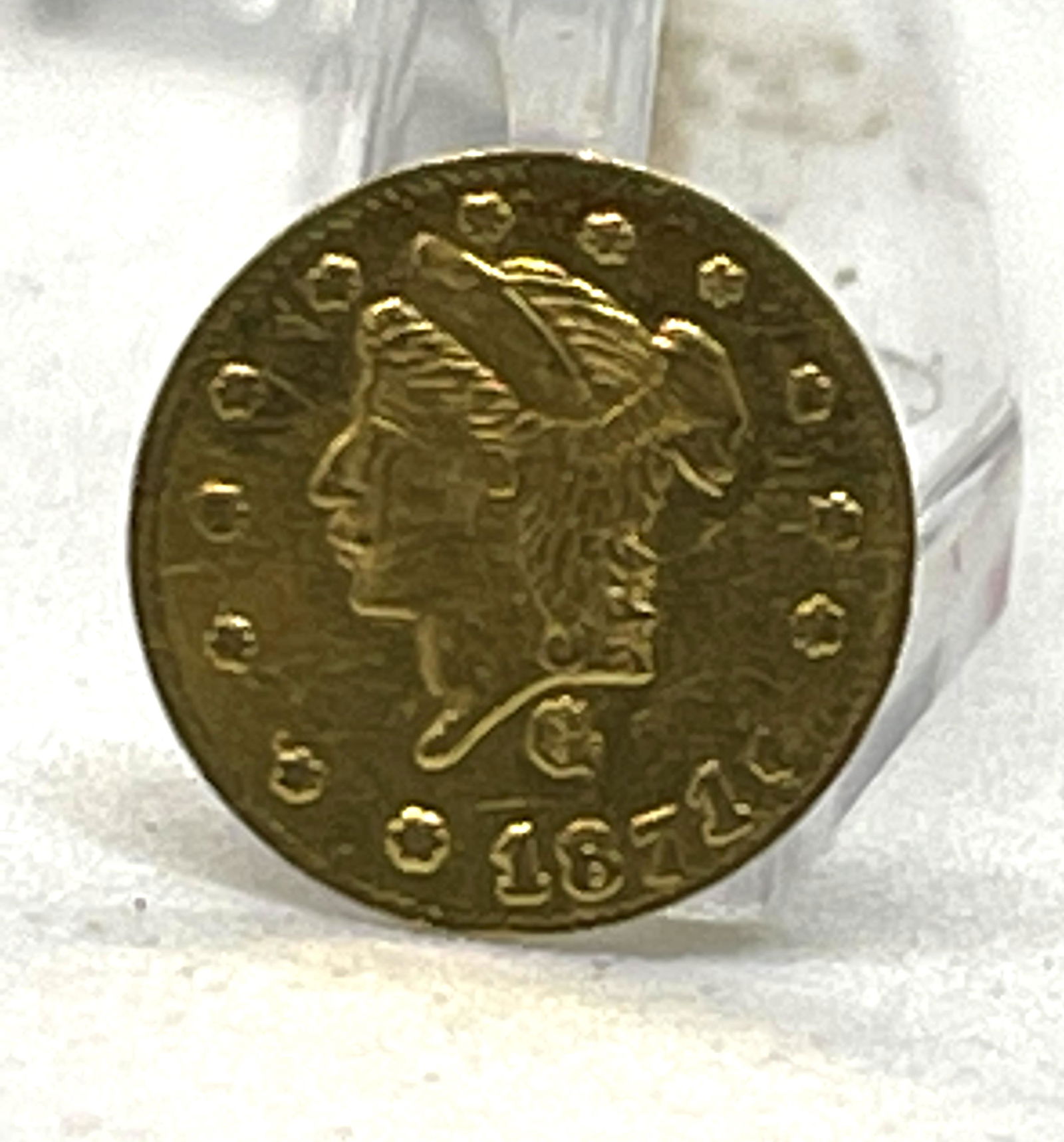 1871-G ROUND 1/4 DOLLAR LIBERTY HEAD CALIF. GOLD COIN (1 of 2)