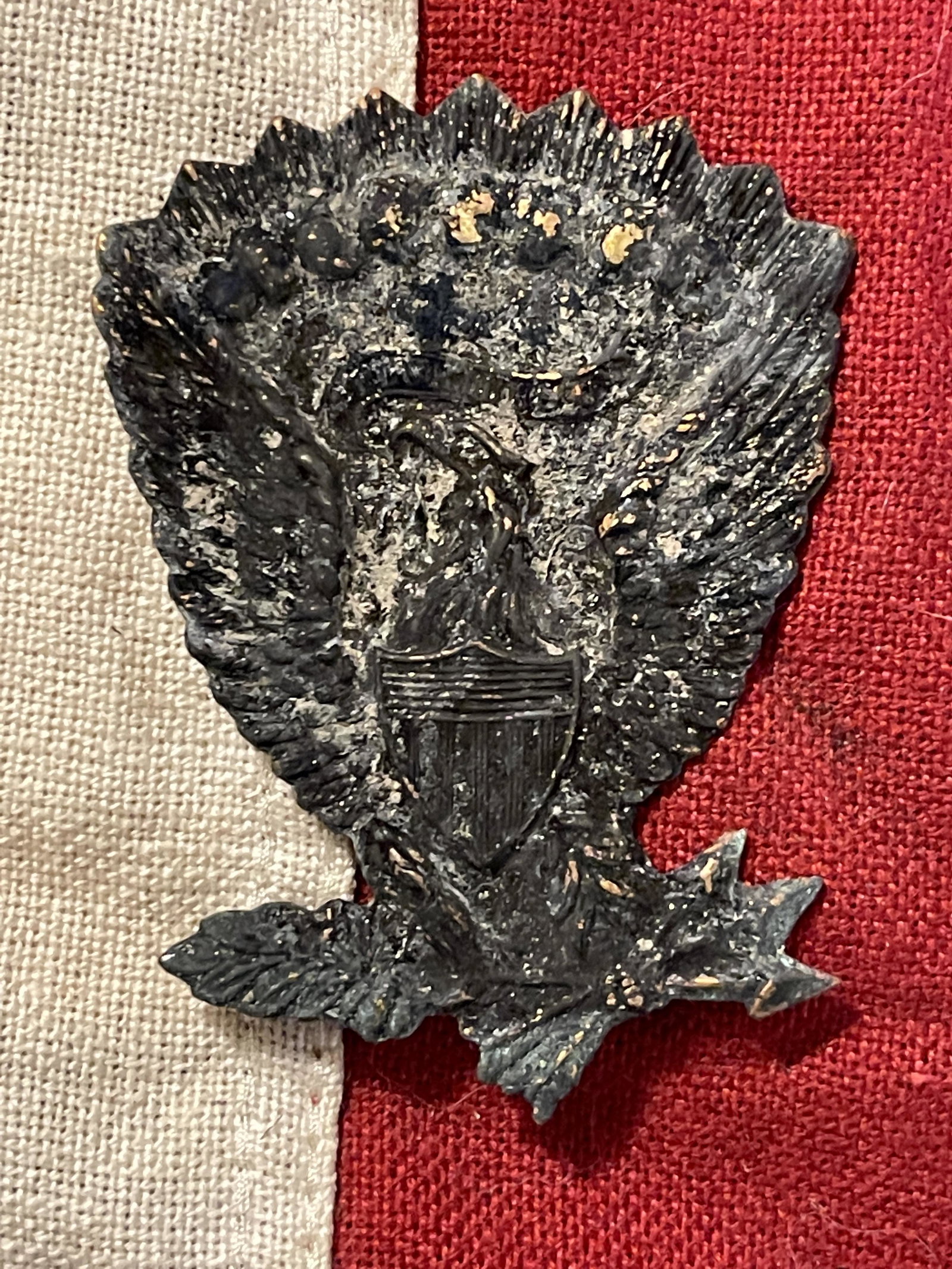 RARE CIVIL WAR CONFEDERATE HARDEE HAT PLATE - DUG: RARE CIVIL WAR CONFEDERATE HARDEE HAT PLATE - DUG. PLEASE VIEW ALL DETAILED PICTURES. A GREAT ADDITION TO YOUR COLLECTION.