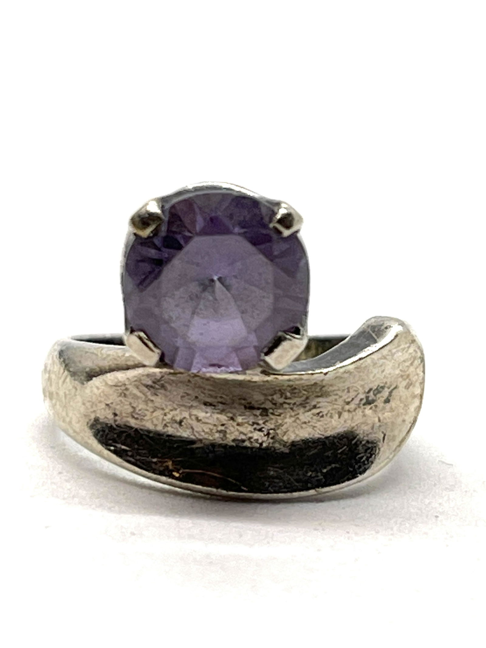 STERLING SILVER 1.5 CT AMETHYST COCKTAIL RING SZ 6 (1 of 2)