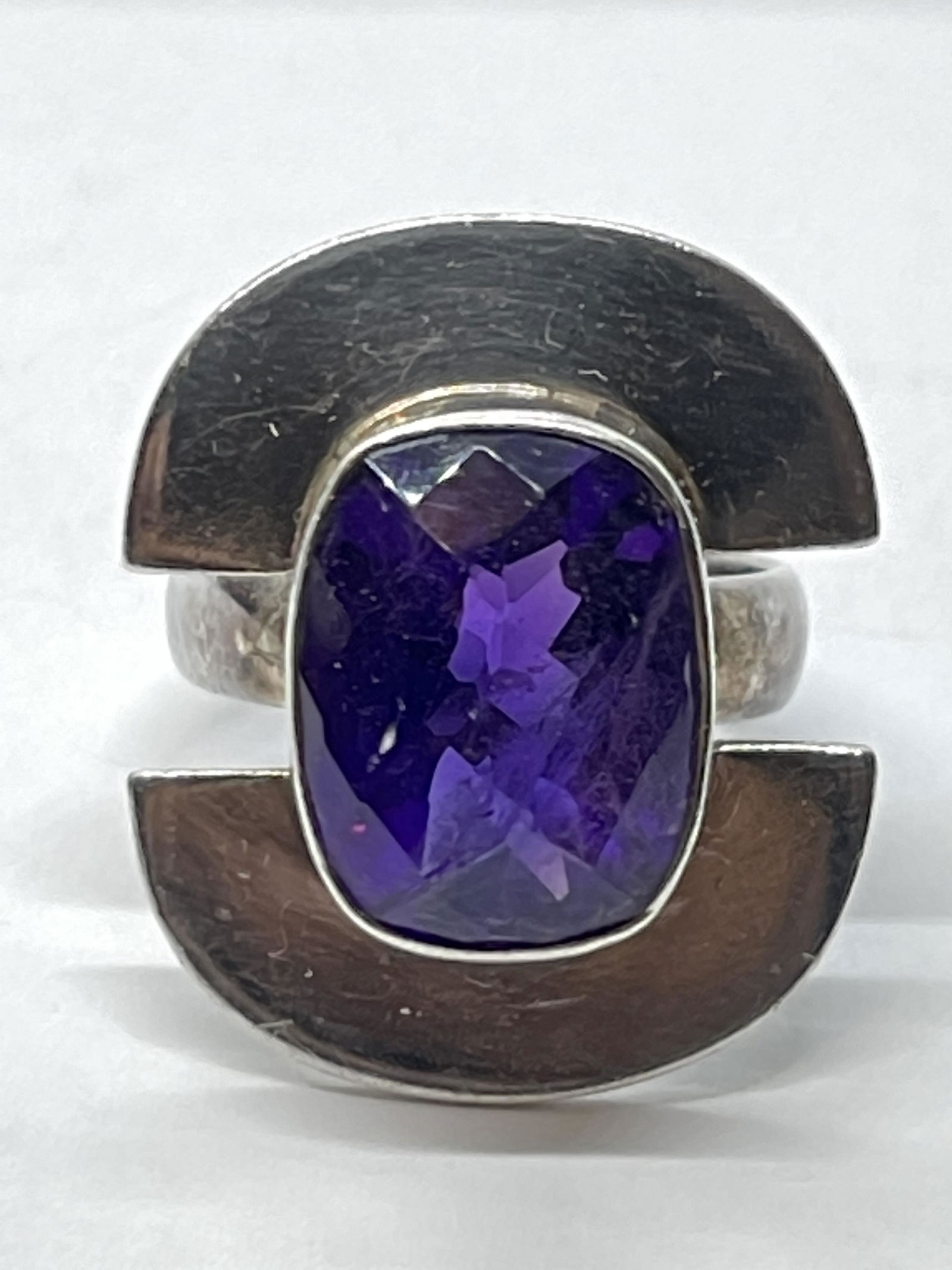 DESIGNER STERLING SILVER 3 CT AMETHYST RING SZ 7.5 (1 of 2)